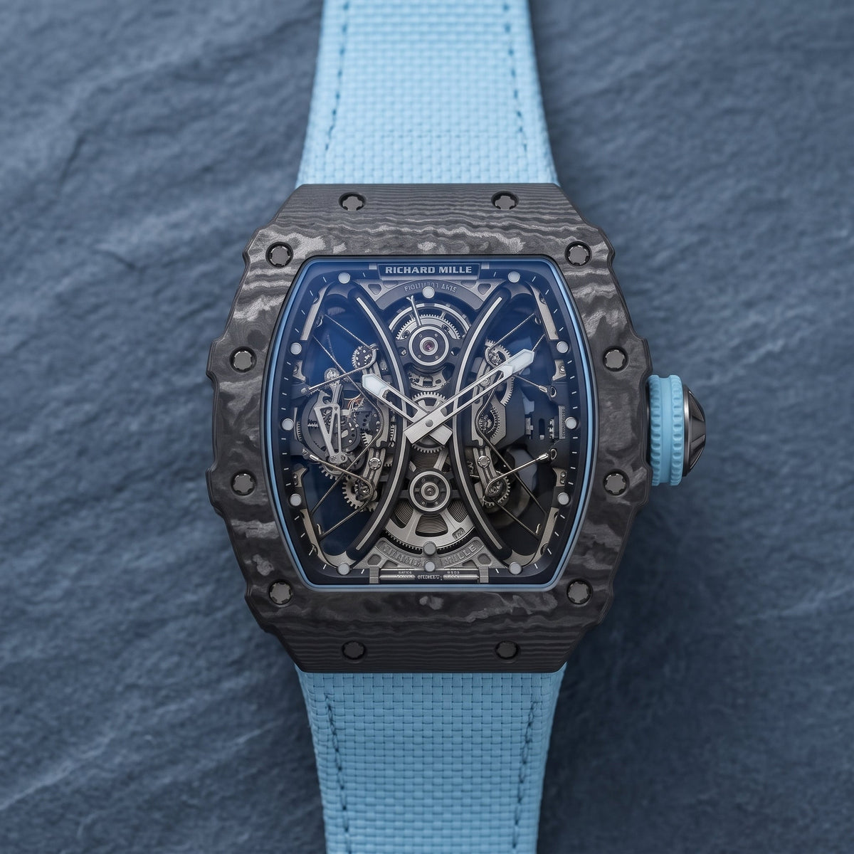 Nylonarmband – Für Richard Mille RM011 | RM11-01 | RM11-02 | RM11-03 | RM11-04 | RM11-05 | RM47 | RM50 | RM52 | RM53-01 | RM57 | RM65 | RM69 – Hell Blau - Helvetus