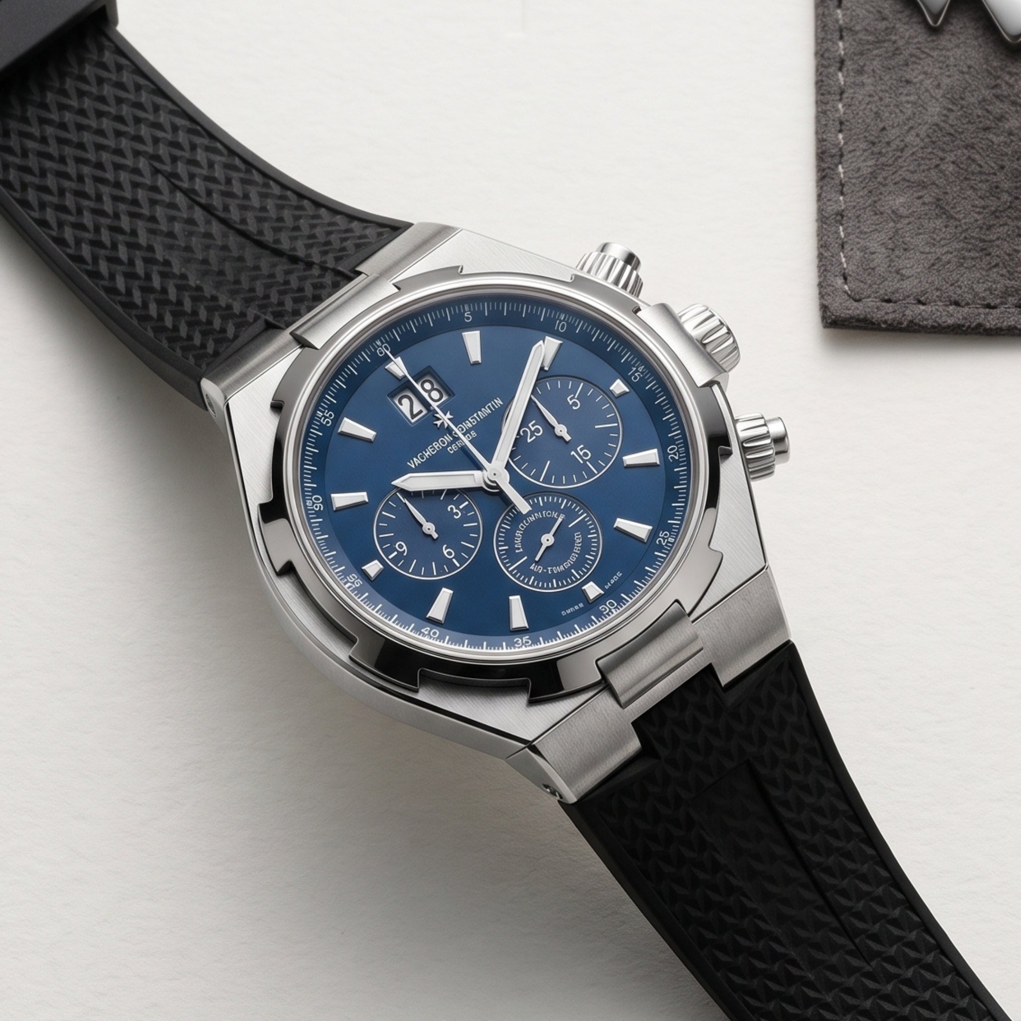 Texturiertes Kautschukarmband – Für Vacheron Constantin Overseas 25 mm – Schwarz - Helvetus
