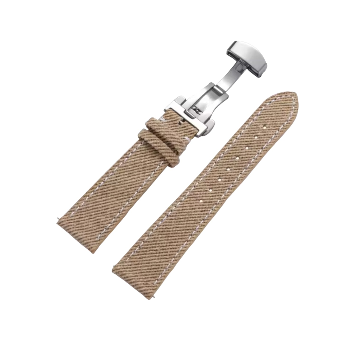Beiges Handgefertigtes Denim - Uhrenarmband – DenimaTex™ von Helvetus® - Helvetus DE