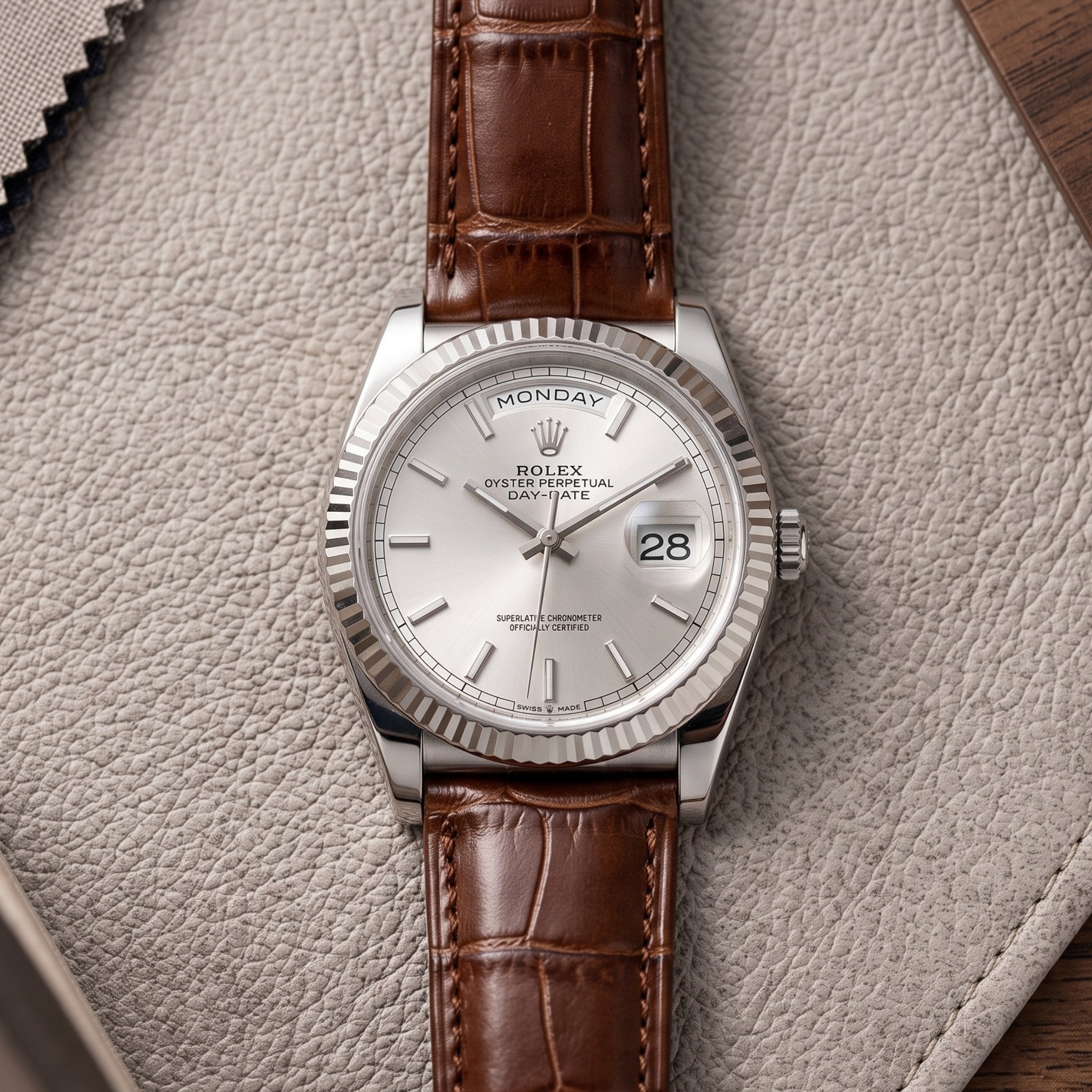 Cinturino in pelle di alligatore marrone – Cinturino di ricambio fatto a mano – Helvetus®
