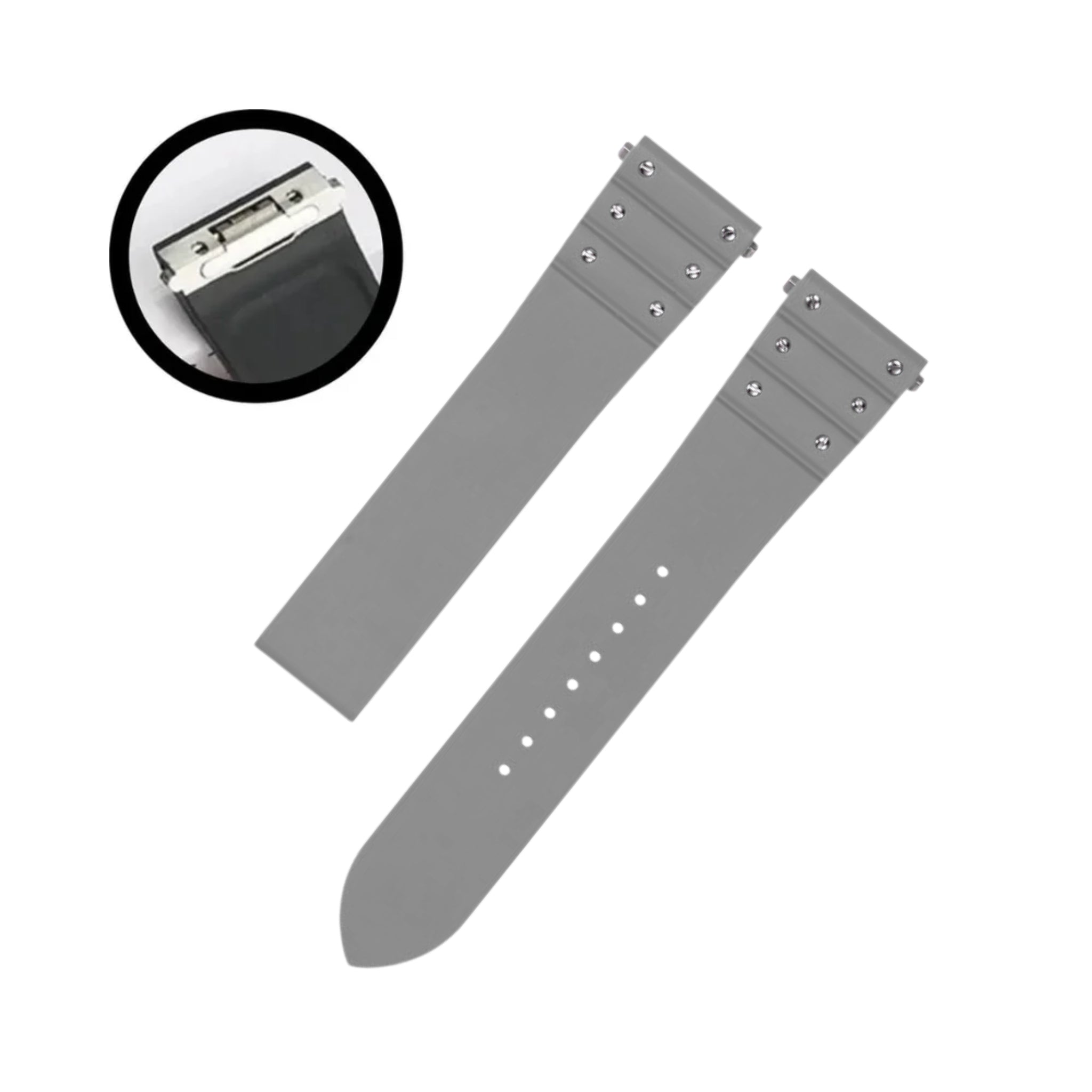 Cinturino in Caucciù per Cartier Santos Medium/Large – Grigio con Viti – Quick Switch/Release