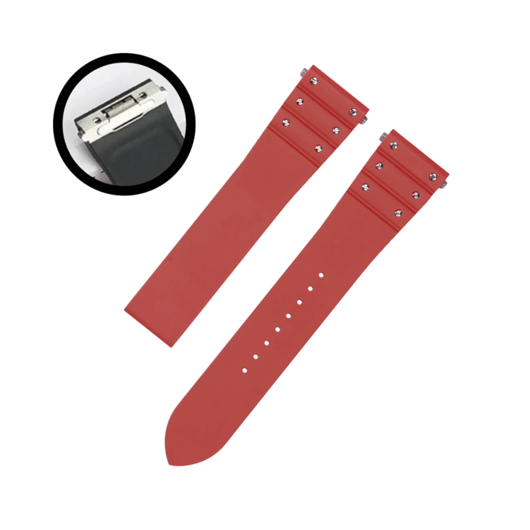 Cinturino in caucciù per Cartier Santos Medium/Large – Rosso con viti – Quick Switch/Release