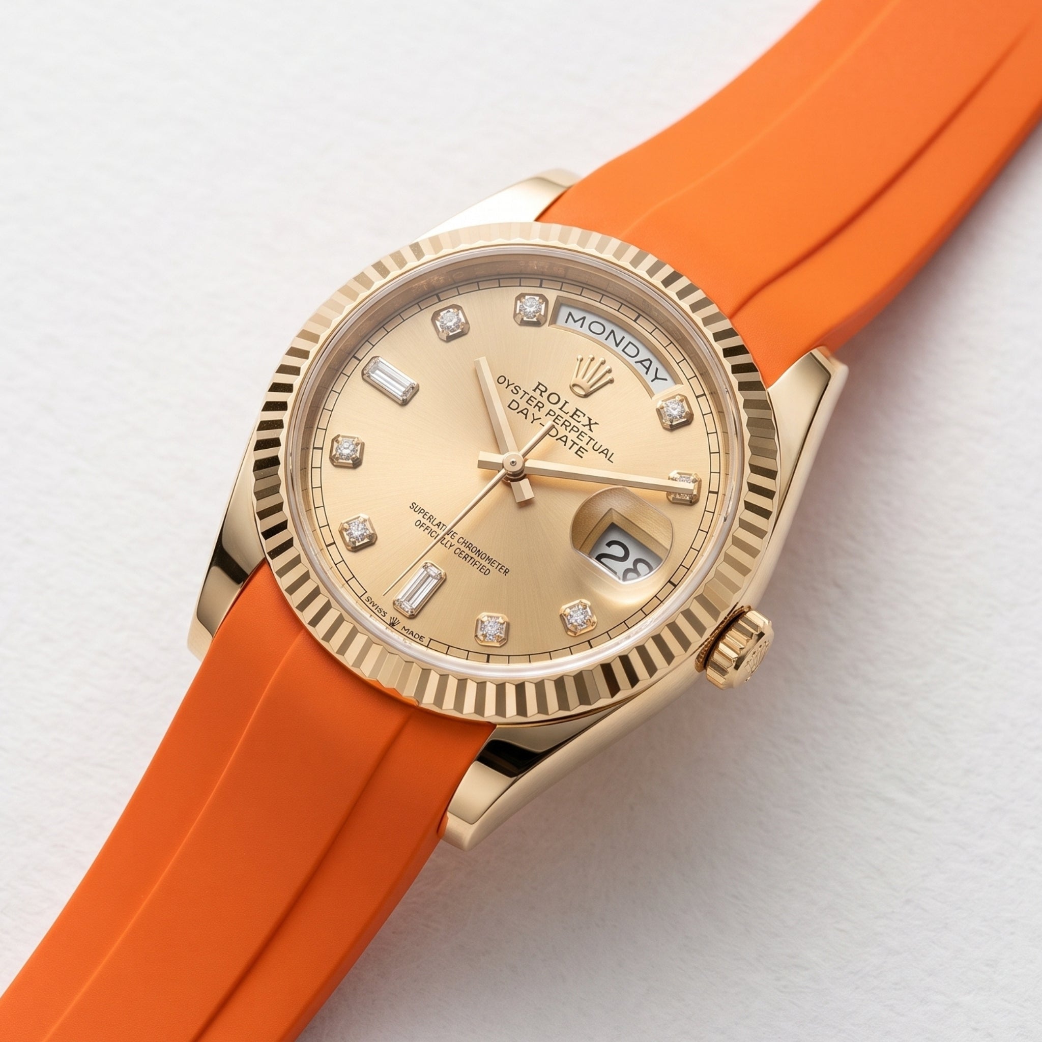 Faltschliesse Kautschukarmband für Rolex Day-Date 40mm – Orange - Helvetus