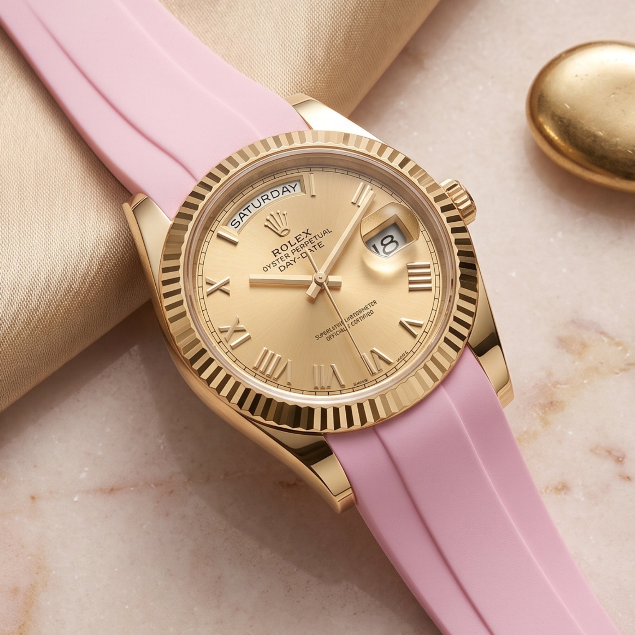 Faltschließe Kautschukarmband für Rolex Day-Date II 41mm – Pink - Helvetus