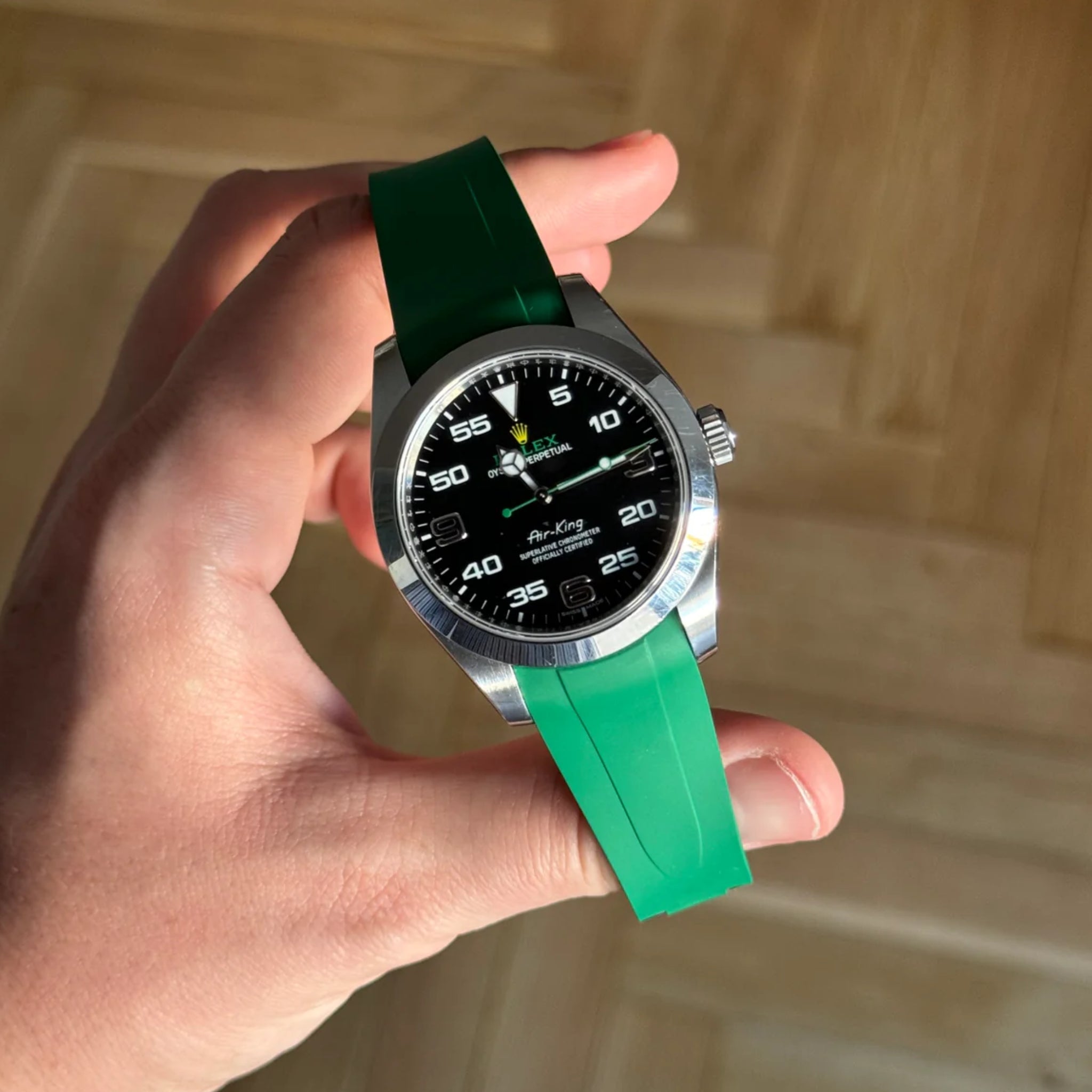 Faltschließe Kautschukarmband für Rolex Air - King 126900/116900 – Grün - Helvetus DE