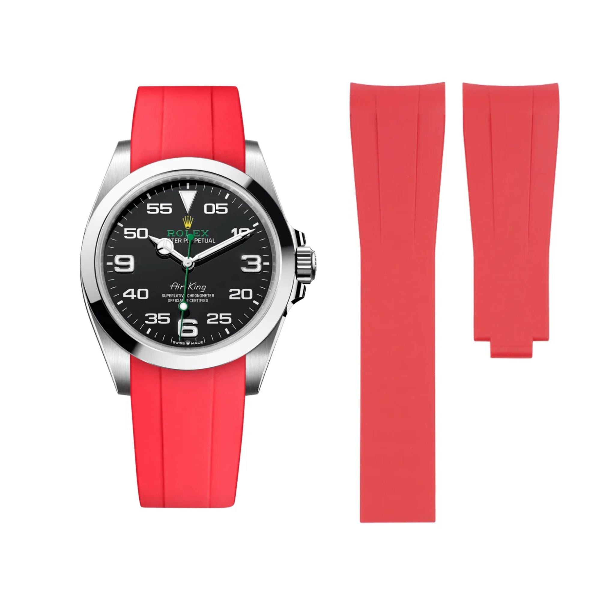 Faltschließe Kautschukarmband für Rolex Air - King 126900/116900 – Rot - Helvetus DE