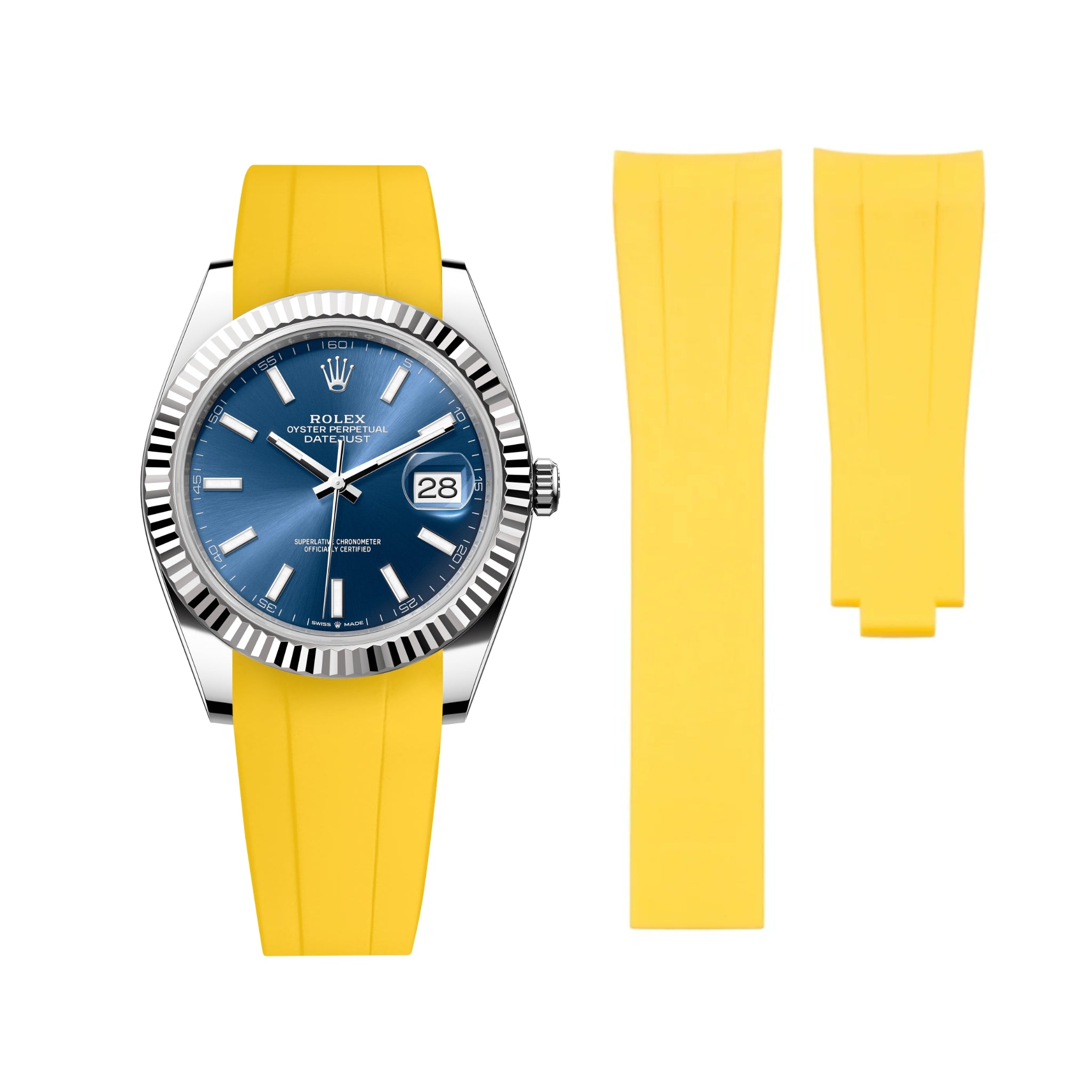 Faltschließe Kautschukarmband für Rolex Datejust 41mm – Gelb - Helvetus DE