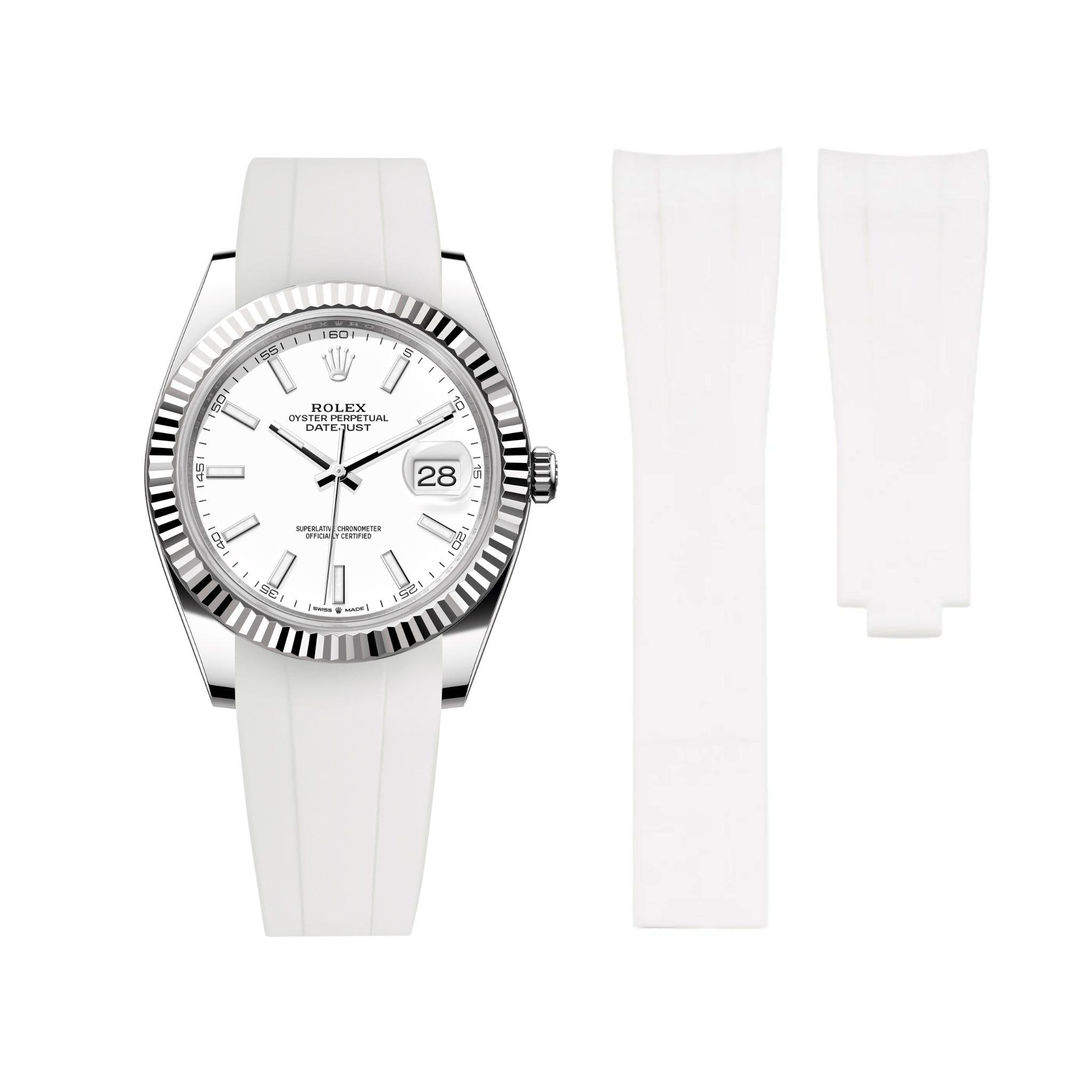 Faltschließe Kautschukarmband für Rolex Datejust 41mm – Weiss - Helvetus DE