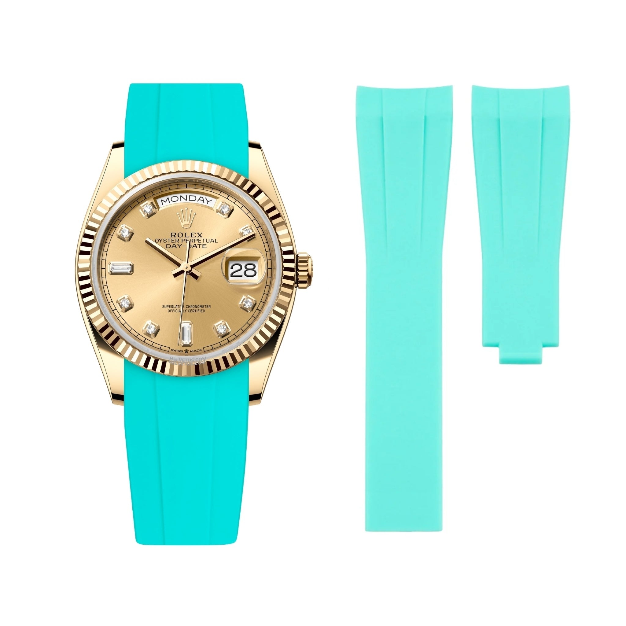 Faltschließe Kautschukarmband für Rolex Day - Date 36mm – Türkis - Helvetus DE