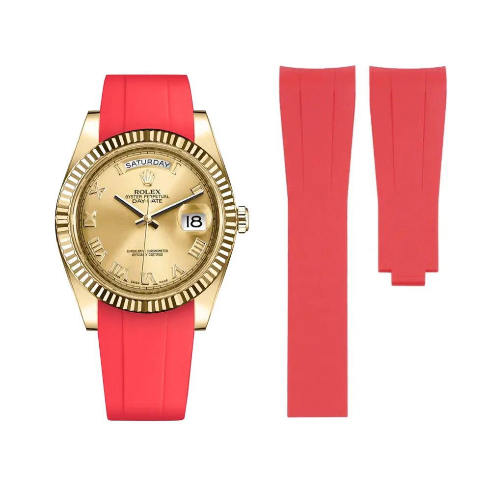 Faltschließe Kautschukarmband für Rolex Day - Date II 41mm – Rot - Helvetus DE