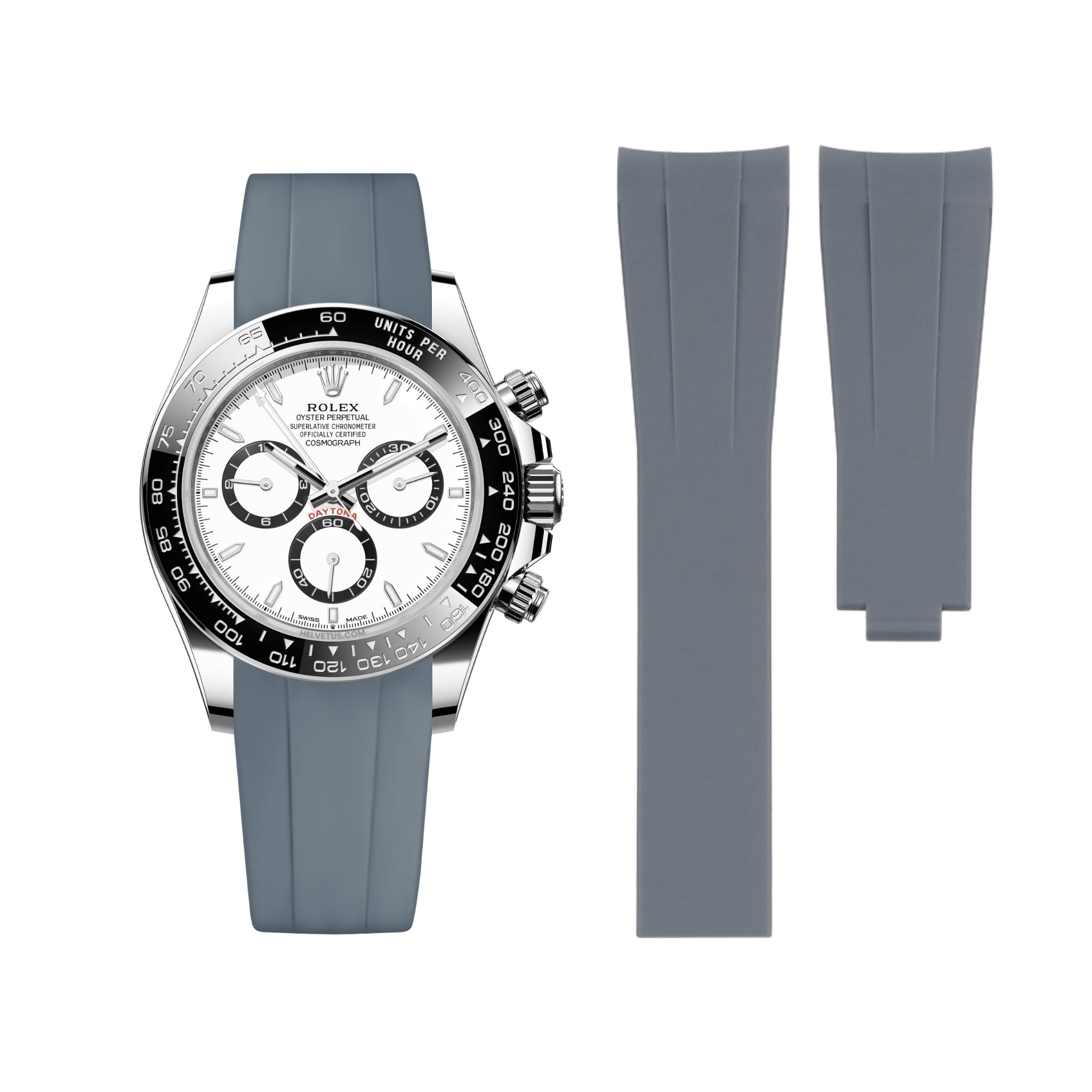 Faltschliesse Kautschukarmband für Rolex Daytona – Grau - Helvetus DE