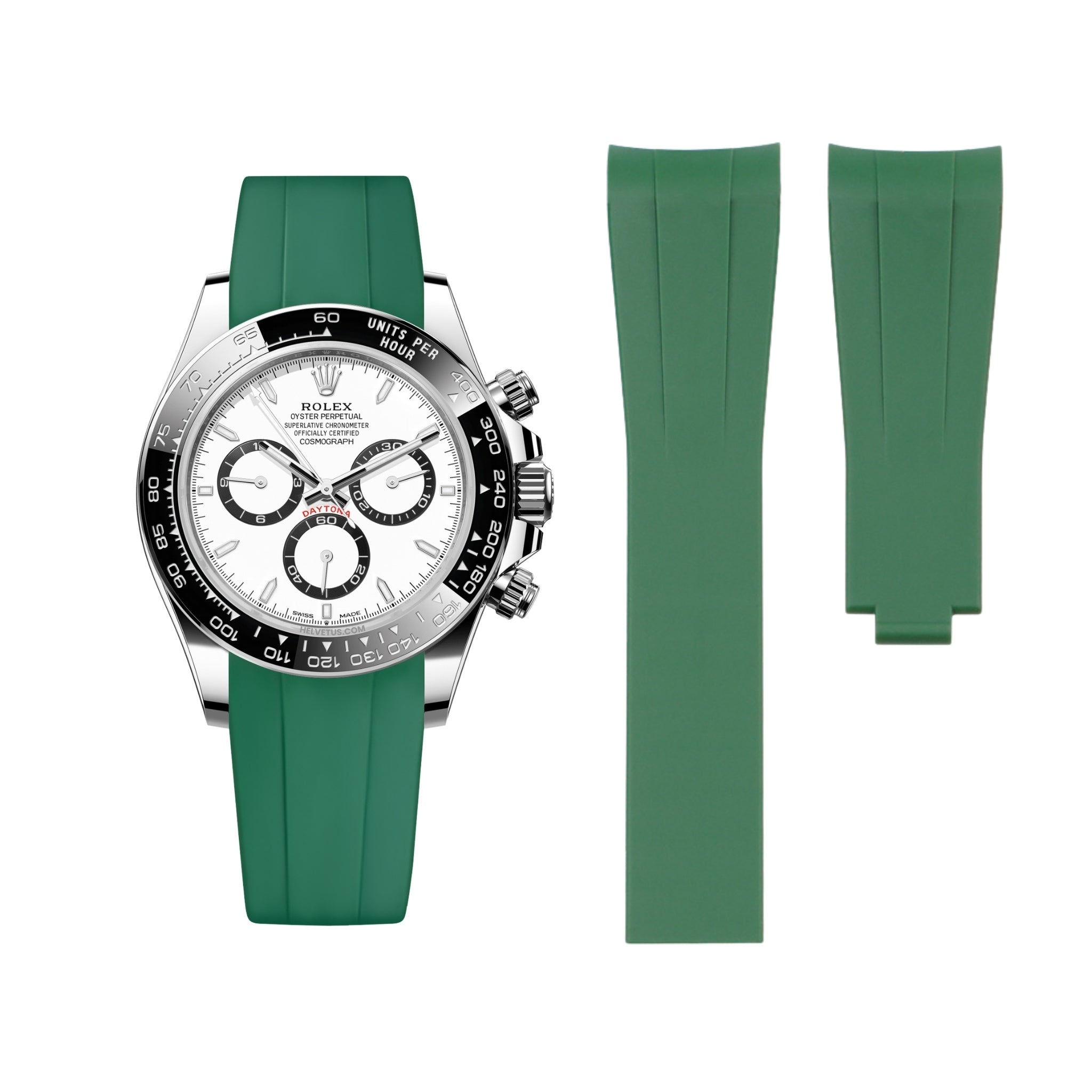Faltschliesse Kautschukarmband für Rolex Daytona – Grün - Helvetus DE