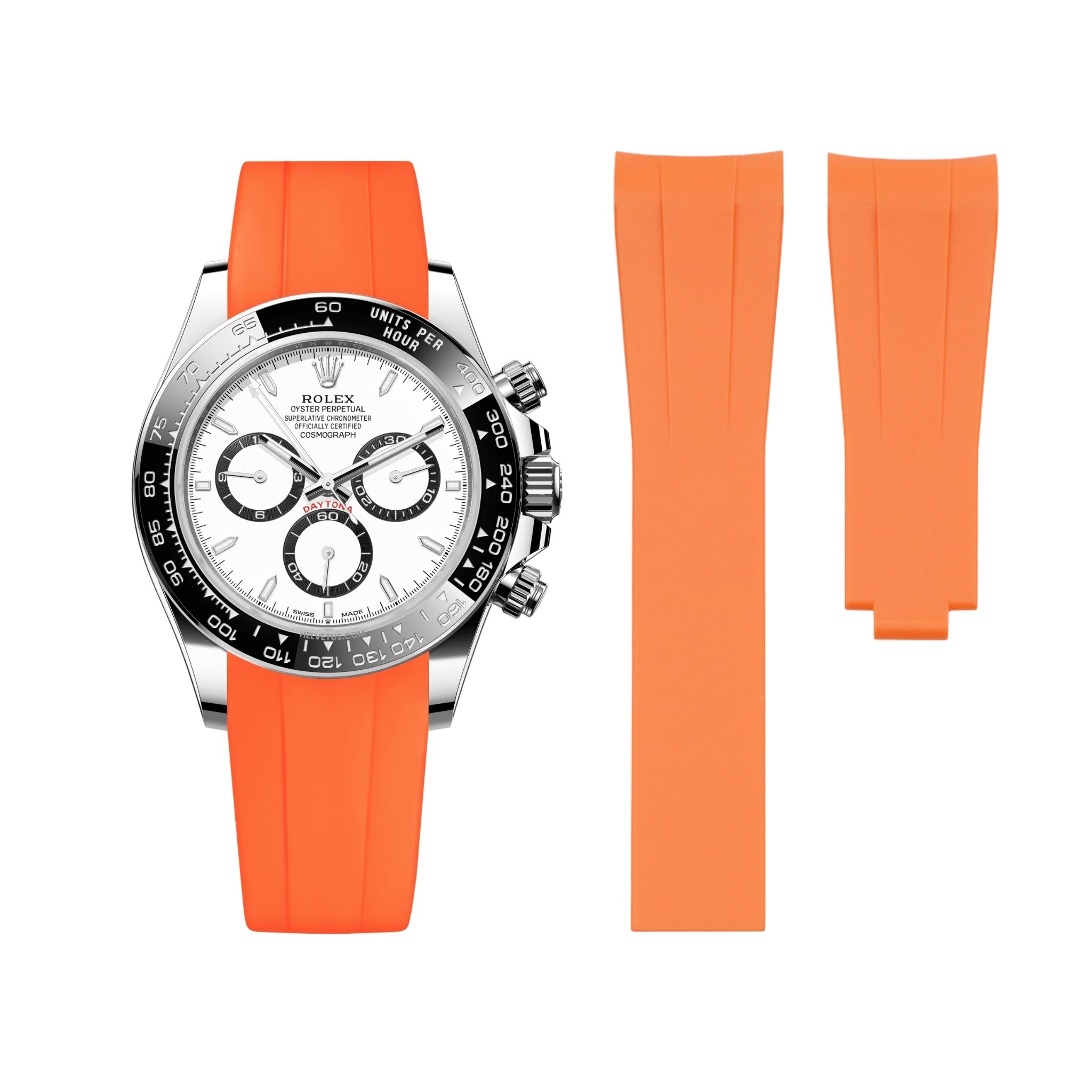 Faltschliesse Kautschukarmband für Rolex Daytona – Orange - Helvetus DE