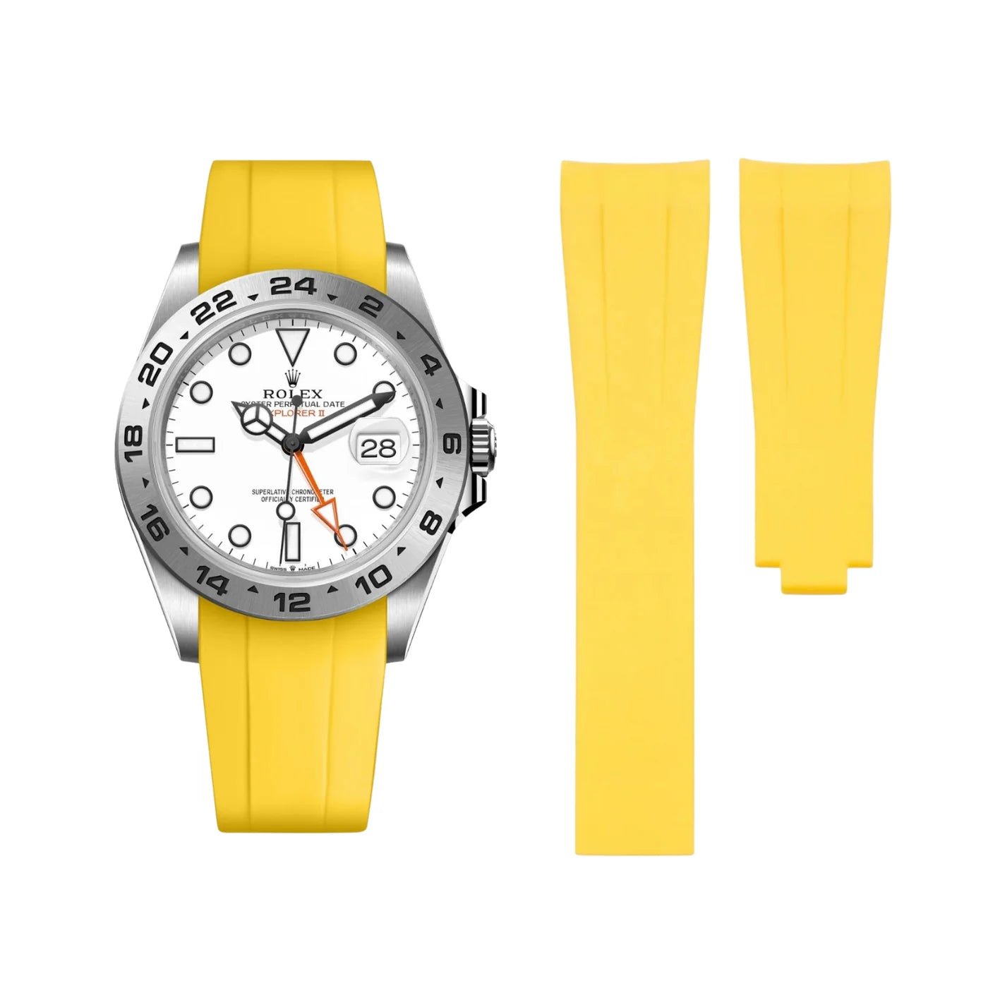 Faltschließe Kautschukarmband für Rolex Explorer II – Gelb - Helvetus DE