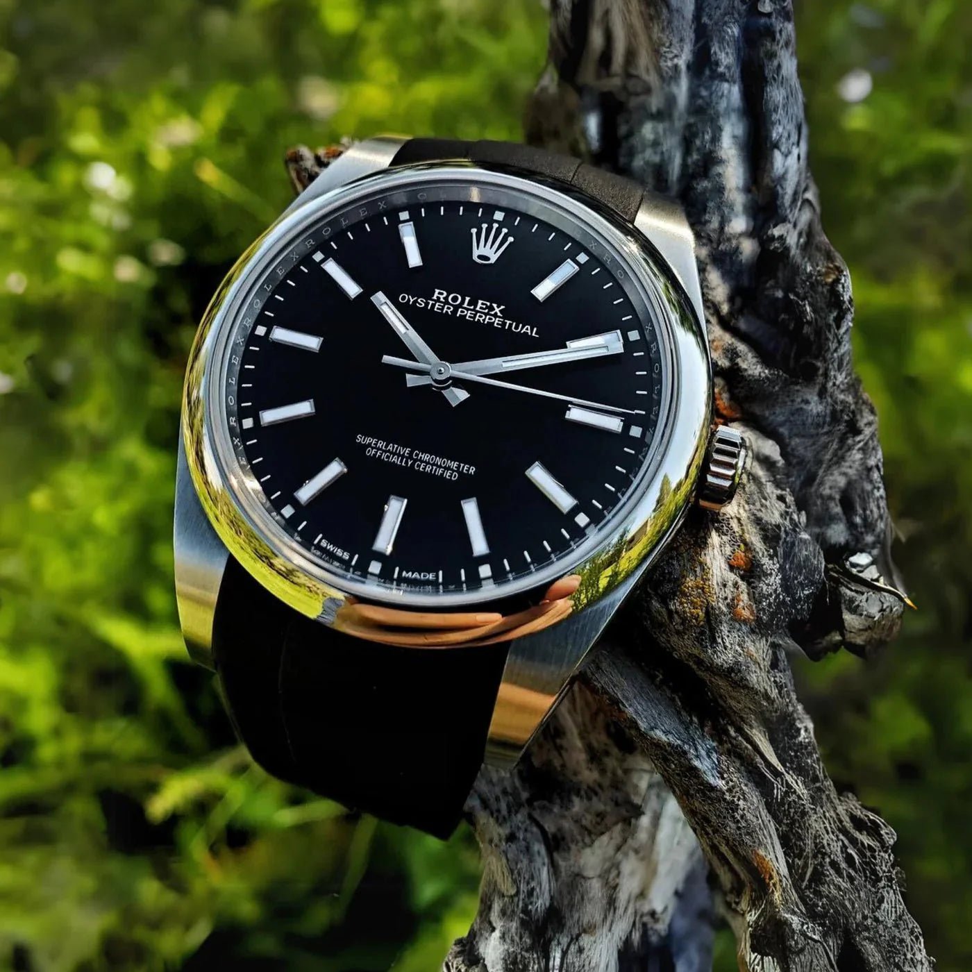 Faltschliesse Kautschukarmband für Rolex Oyster Perpetual 41mm – Schwarz - Helvetus DE