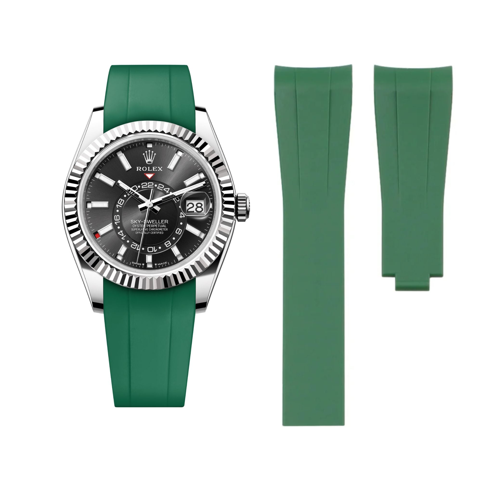 Faltschliesse Kautschukarmband für Rolex Sky - Dweller – Grün - Helvetus DE