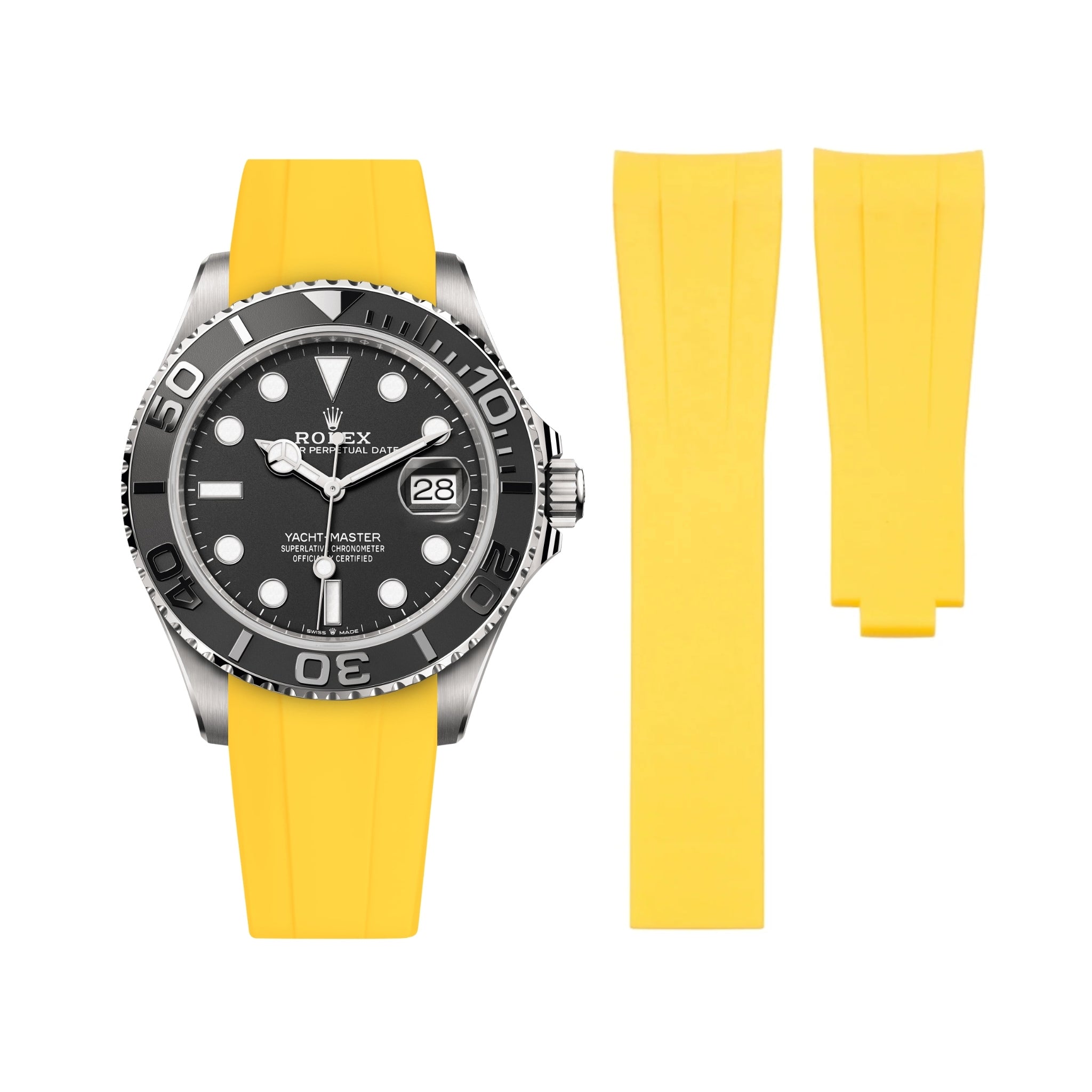 Faltschließe Kautschukarmband für Rolex Yacht - Master 40mm/42mm – Gelb - Helvetus DE