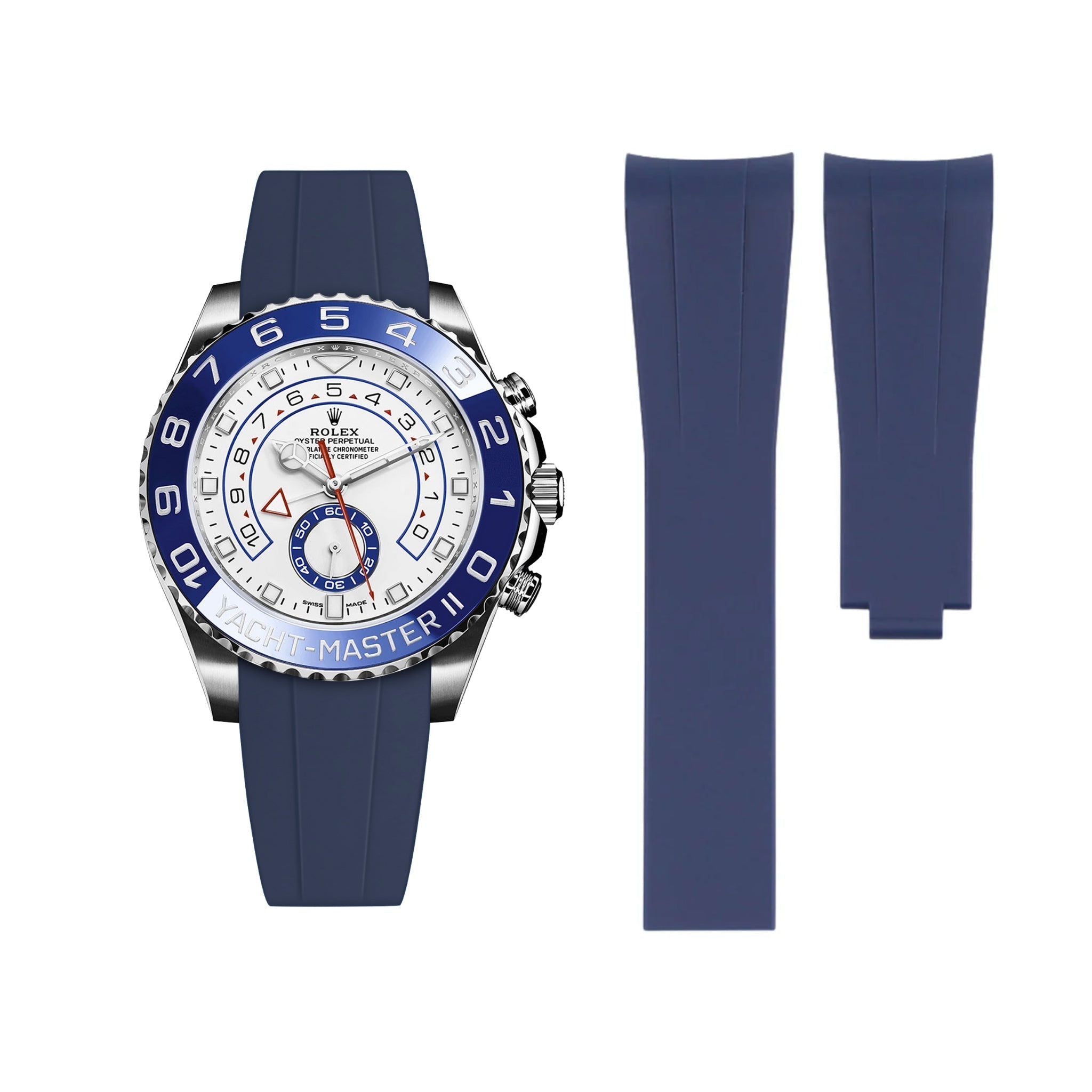 Faltschließe Kautschukarmband für Rolex Yacht - Master II – Dunkel Blau - Helvetus DE