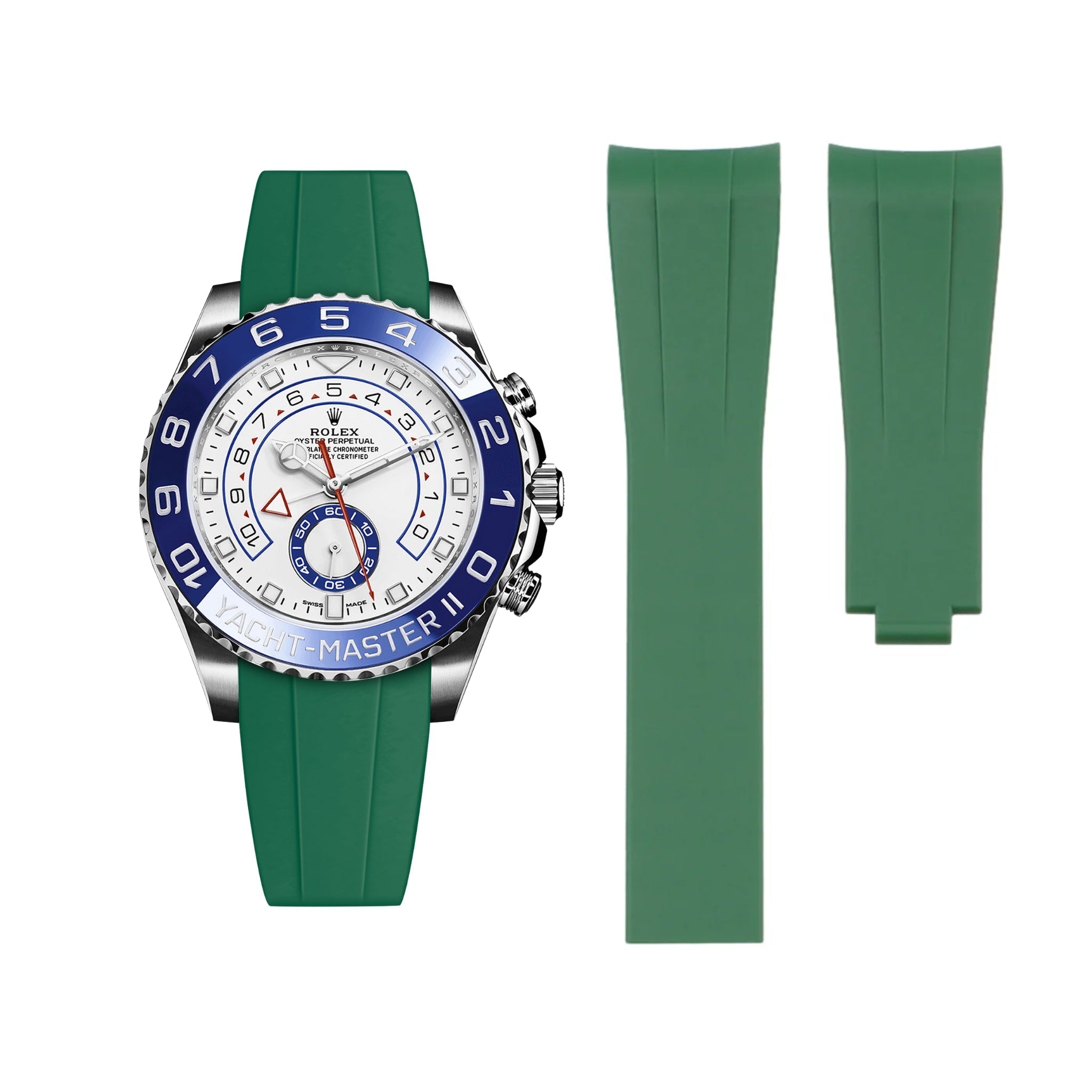 Faltschließe Kautschukarmband für Rolex Yacht - Master II – Grün - Helvetus DE