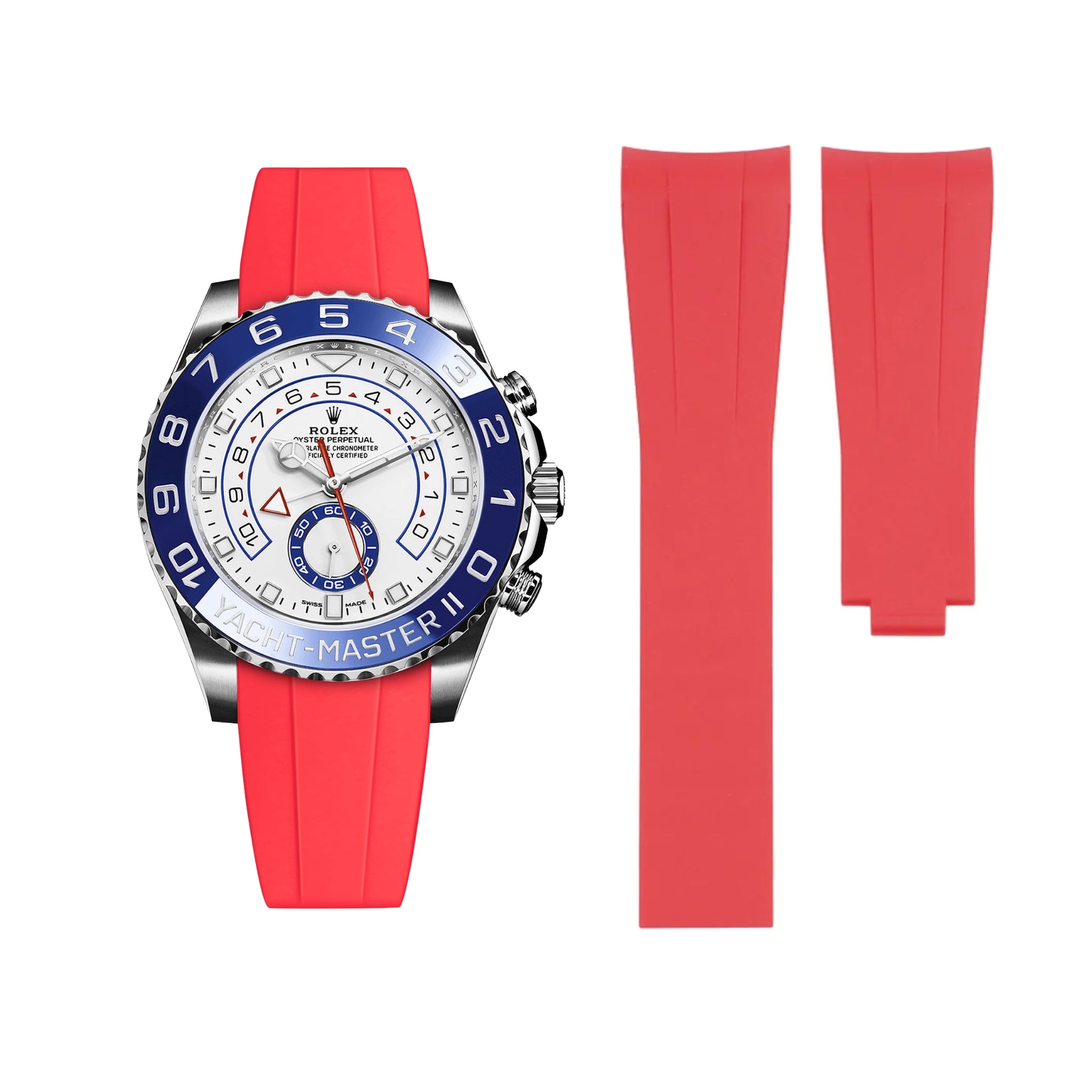 Faltschließe Kautschukarmband für Rolex Yacht - Master II – Rot - Helvetus DE