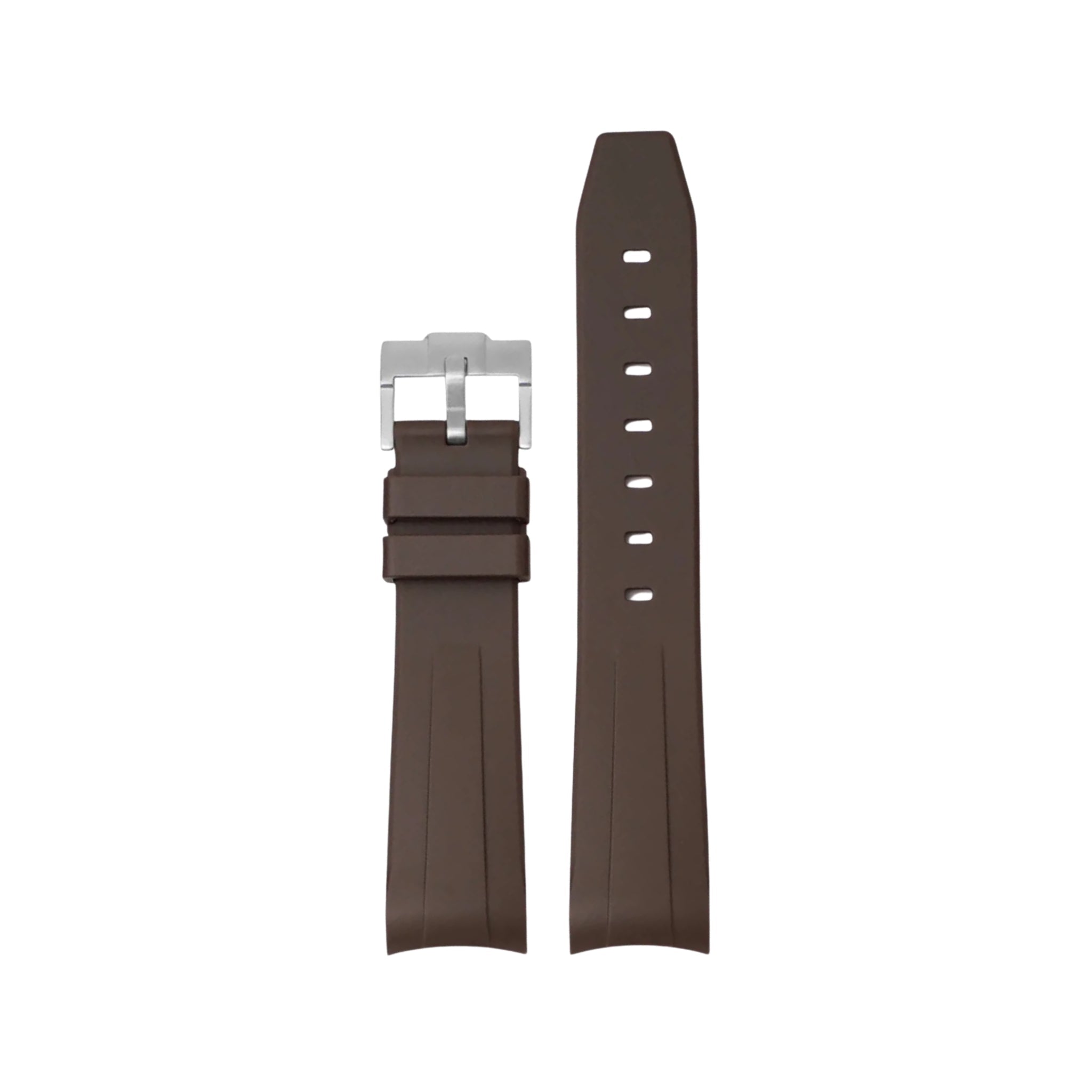 Gebogenes FKM Kautschukarmband – Universelle Passform – Braun (20mm / 21mm / 22mm) - Helvetus DE