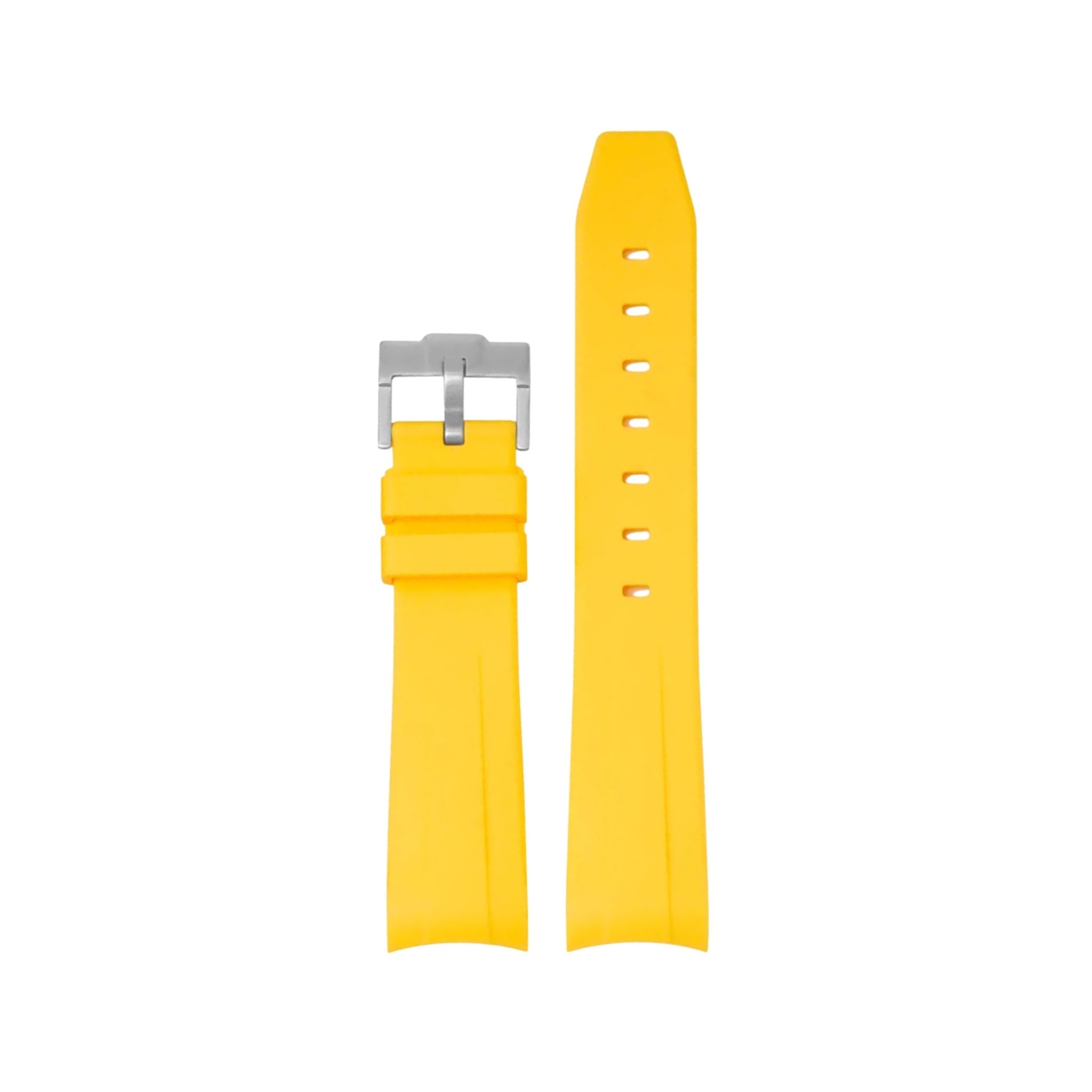 Gebogenes FKM Kautschukarmband – Universelle Passform – Gelb (20mm / 21mm / 22mm) - Helvetus DE