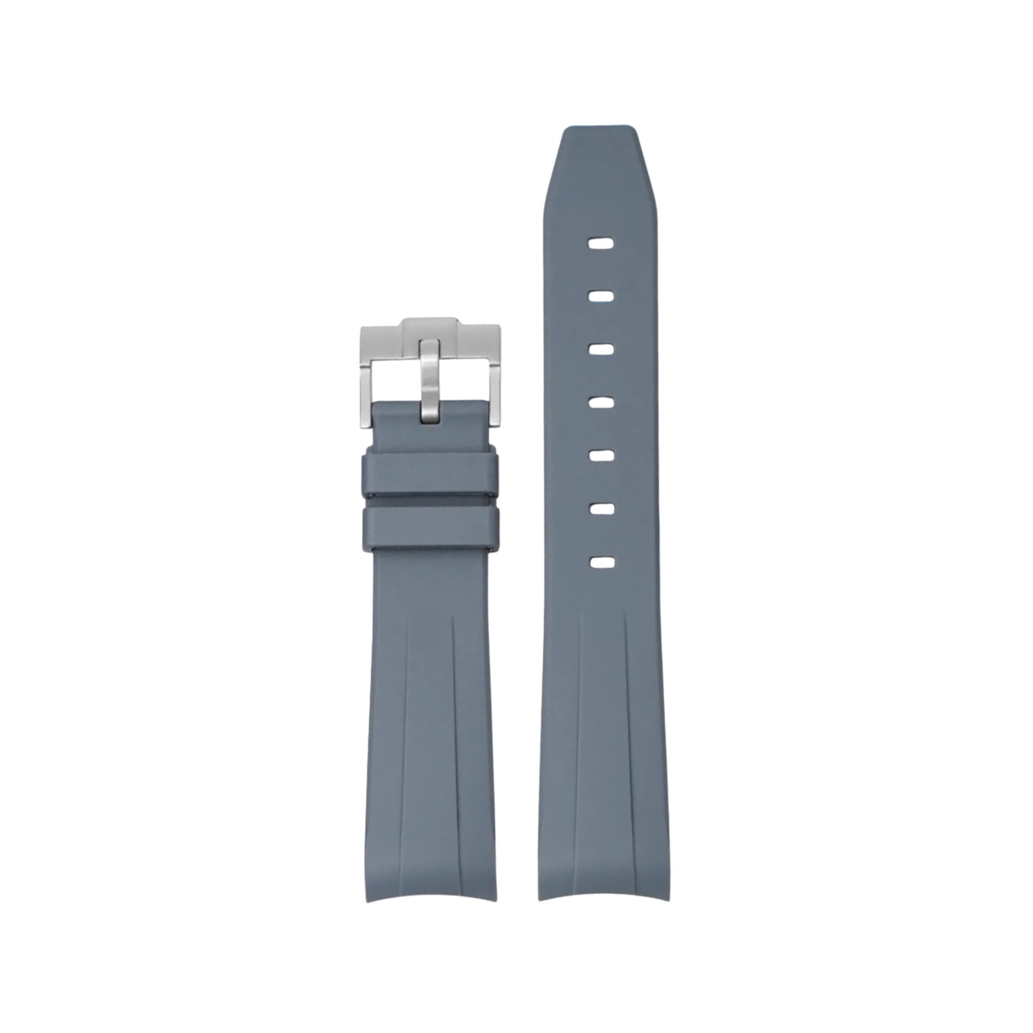 Gebogenes FKM Kautschukarmband – Universelle Passform – Grau (20mm / 21mm / 22mm) - Helvetus DE