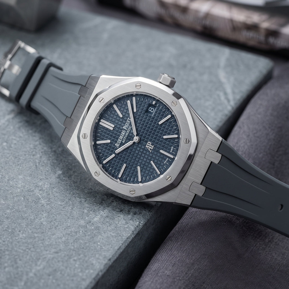 Kautschuk Armband - für alle Audemars Piguet Royal Oak 39mm - Grau - Helvetus