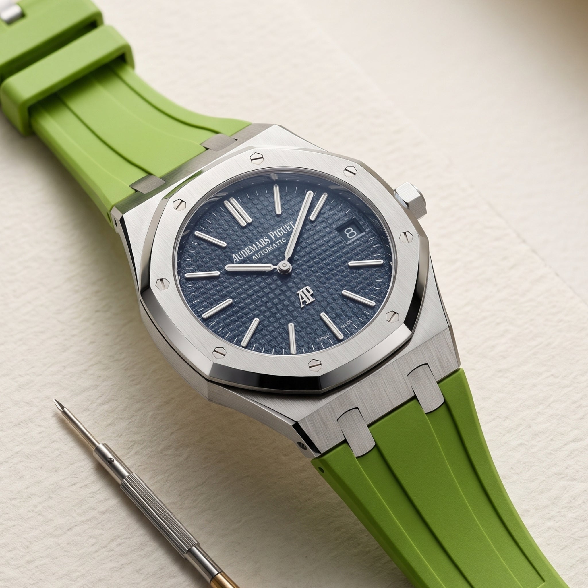 Kautschuk Armband - für alle Audemars Piguet Royal Oak 39mm - Hell Grün - Helvetus