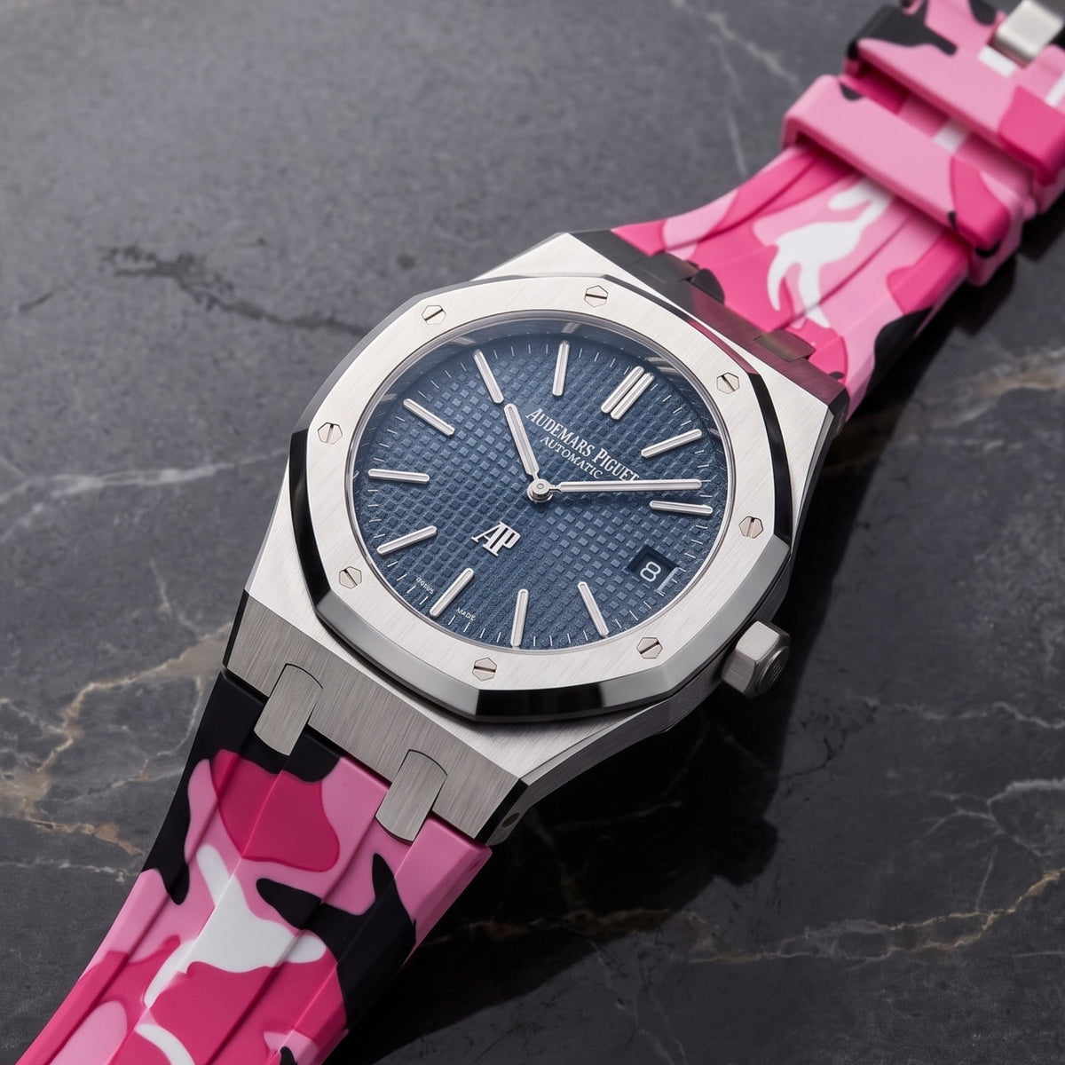 Kautschuk Armband - für alle Audemars Piguet Royal Oak 39mm - Pink Camouflage - Helvetus