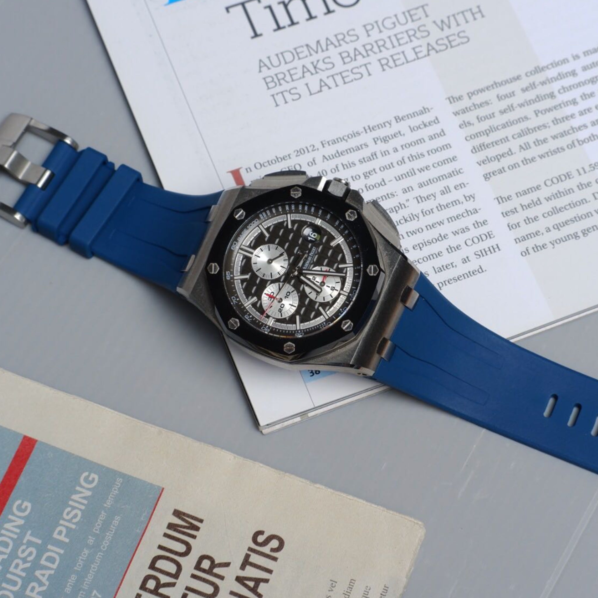 Kautschuk Armband - fur alle AP Offshore 44mm - Dunkel Blau - Helvetus DE