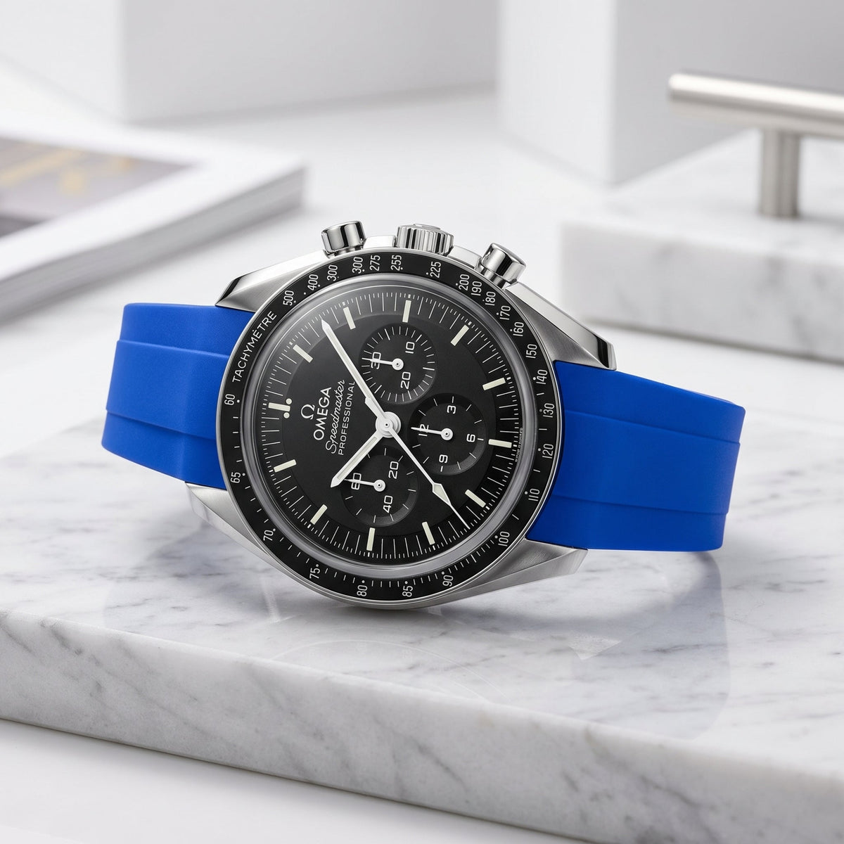 Kautschukarmband – Für Omega Speedmaster – Blau - Helvetus