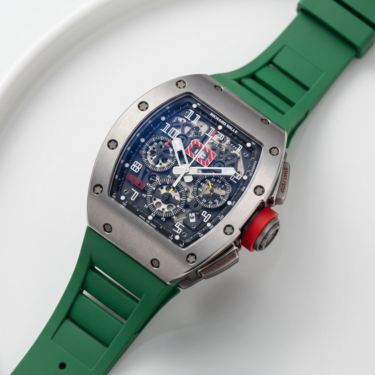Kautschukarmband – Für Richard Mille RM011 | RM11-01 | RM11-02 | RM11-03 | RM11-04 | RM11-05 | RM47 | RM50 | RM52 | RM53-01 | RM57 | RM65 | RM69 – Grün - Helvetus