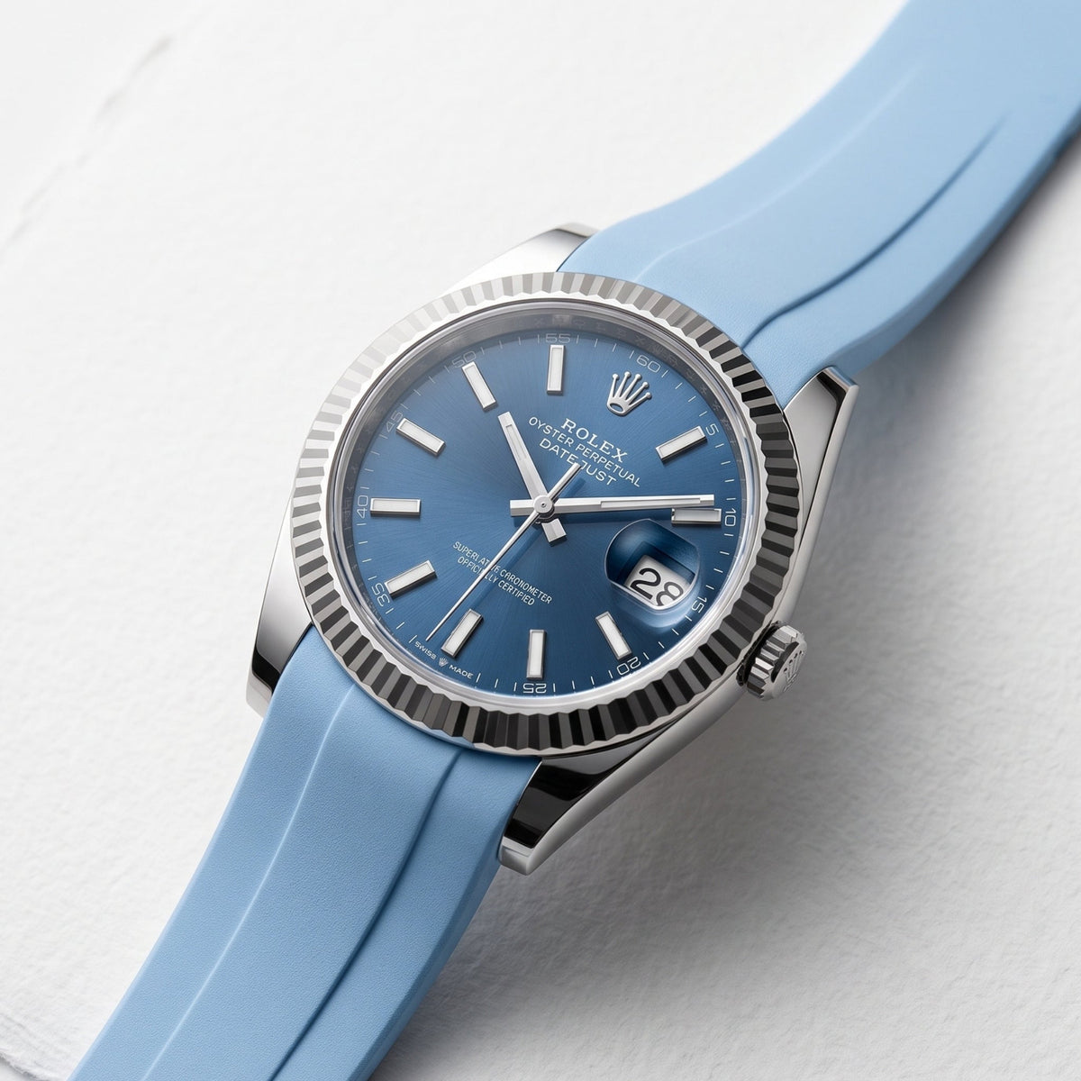 Kautschukarmband für Rolex Datejust 41mm – Baby Blau - Helvetus