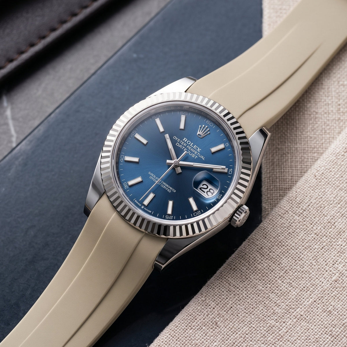 Kautschukarmband für Rolex Datejust 41mm – Beige - Helvetus