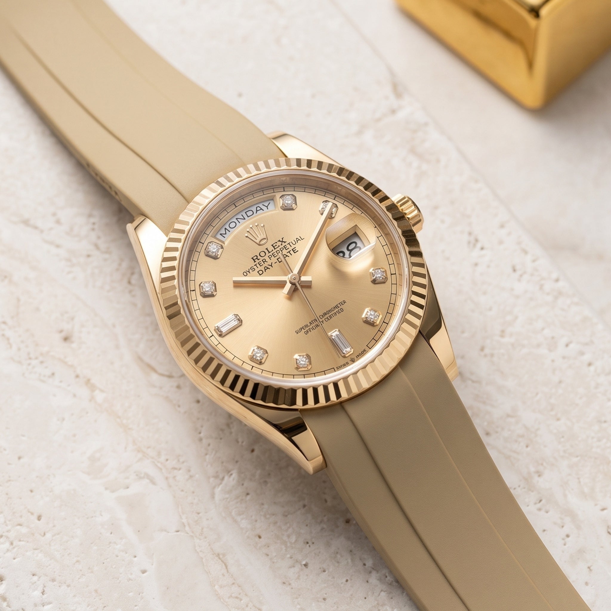 Kautschukarmband für Rolex Day-Date 36mm – Beige - Helvetus