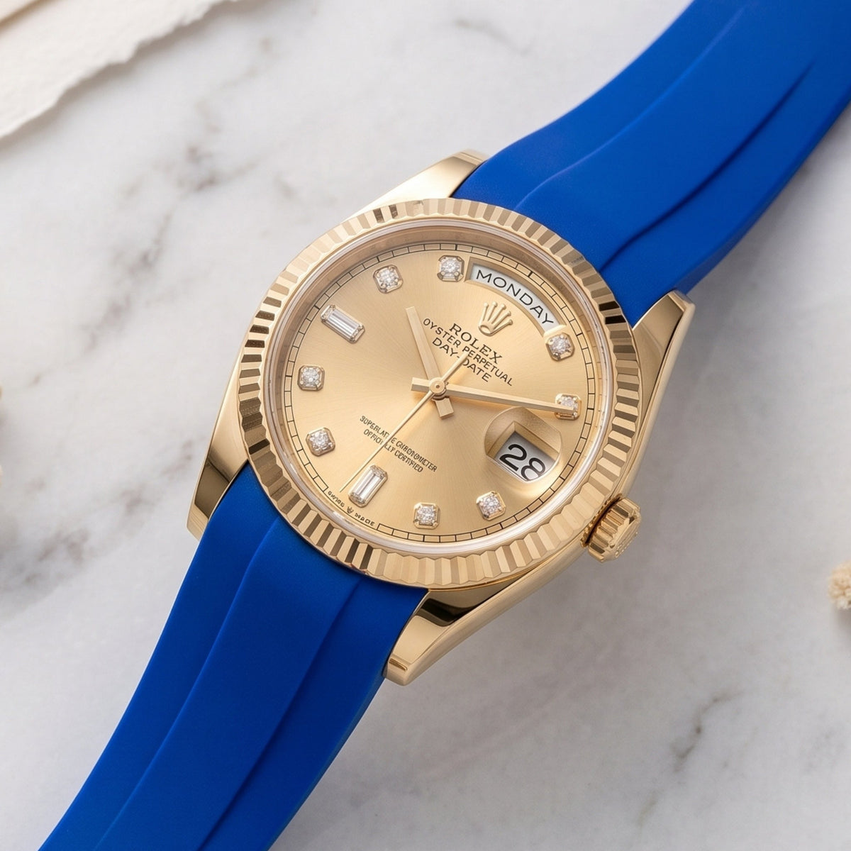 Kautschukarmband für Rolex Day-Date 36mm – Blau - Helvetus