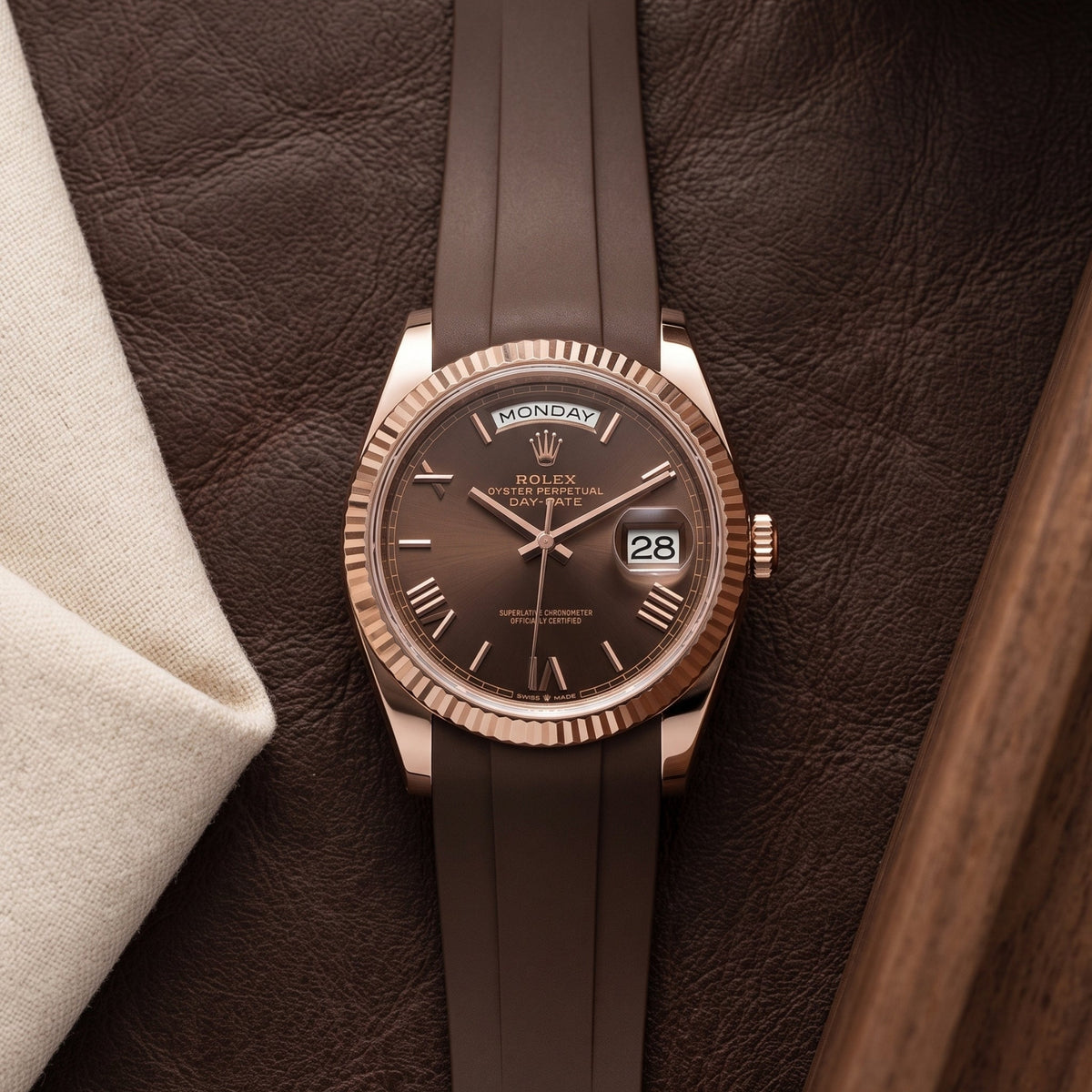 Kautschukarmband für Rolex Day-Date 36mm – Braun - Helvetus