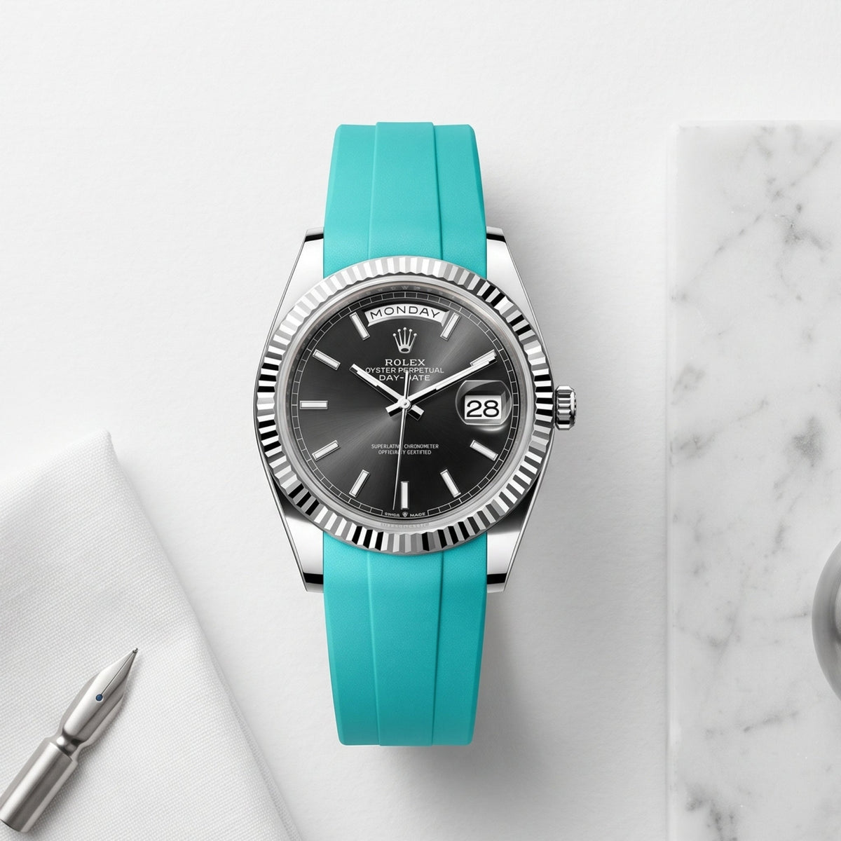 Kautschukarmband für Rolex Day-Date 40mm – Türkis - Helvetus