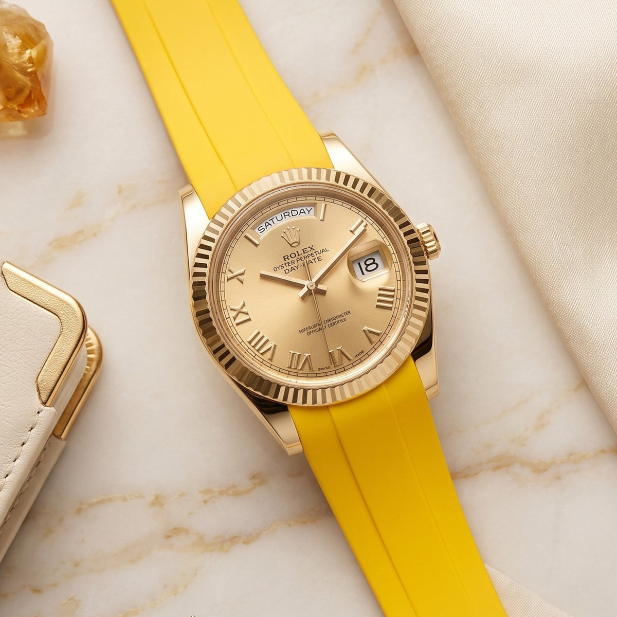 Kautschukarmband für Rolex Day-Date II 41mm – Gelb - Helvetus