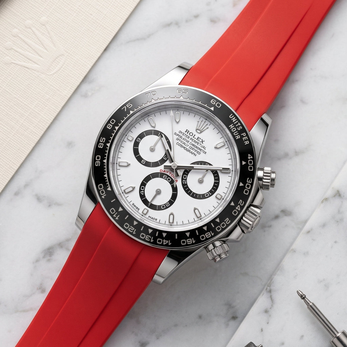 Kautschukarmband – für Rolex Daytona – Rot - Helvetus