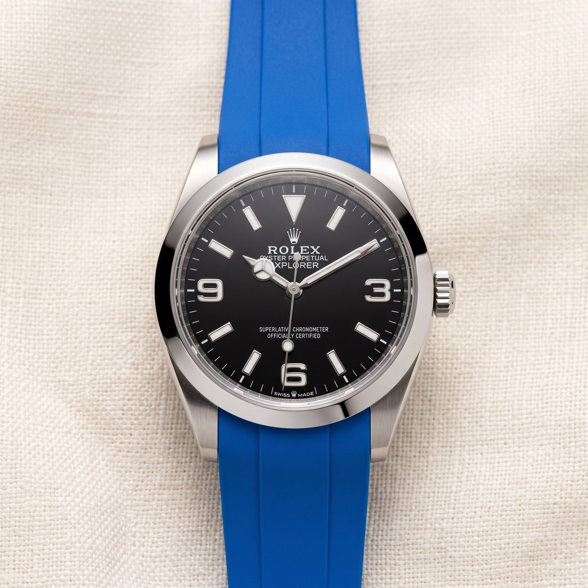 Kautschukarmband für Rolex Explorer I – Blau - Helvetus