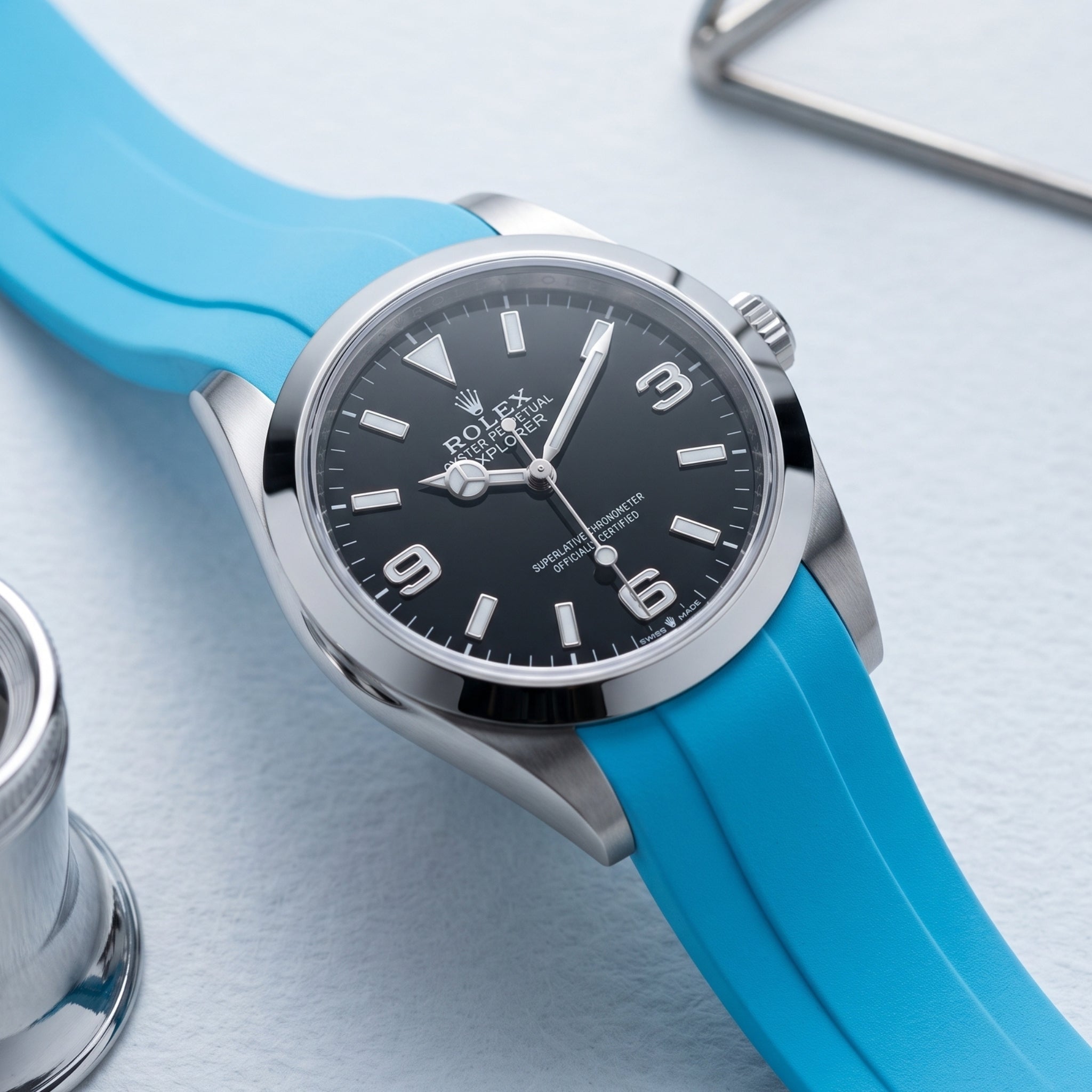 Kautschukarmband für Rolex Explorer I – Hell Blau - Helvetus