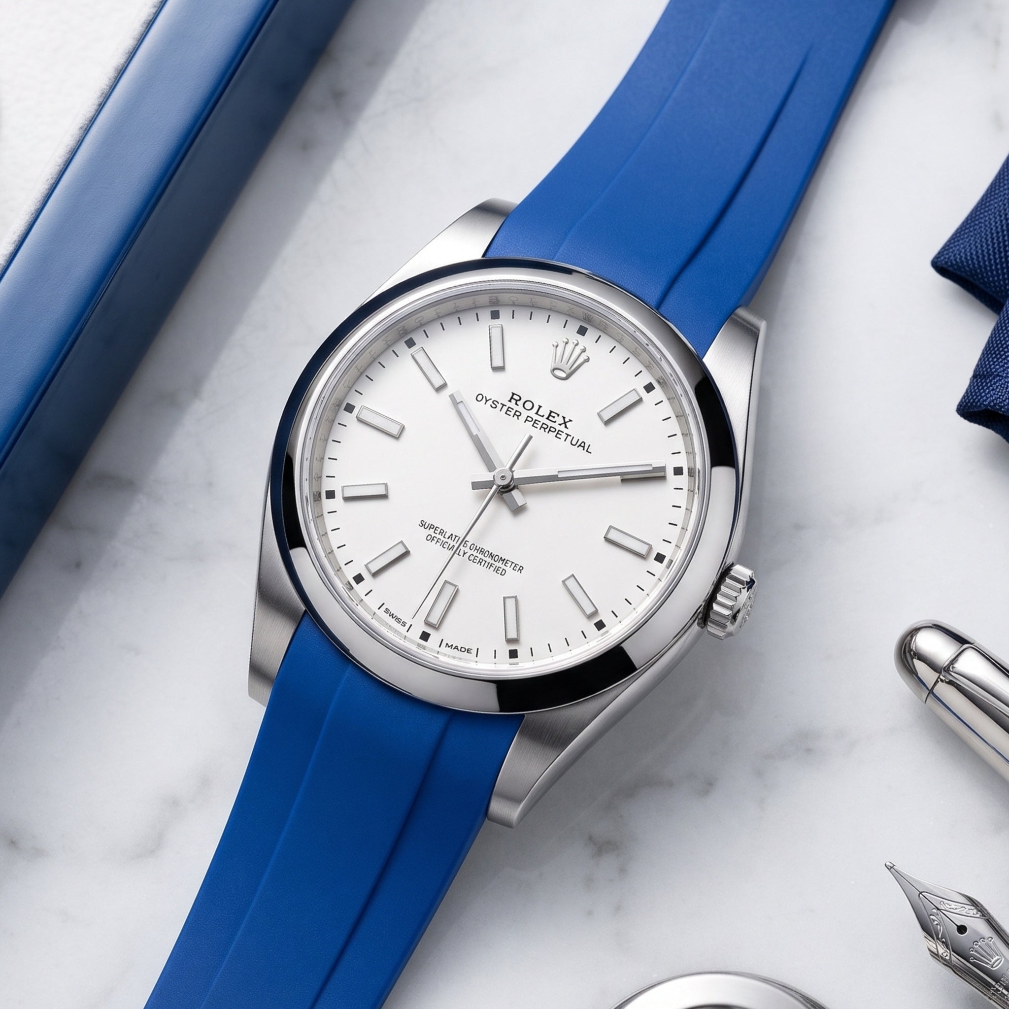 Kautschukarmband für Rolex Oyster Perpetual 39mm – Blau - Helvetus
