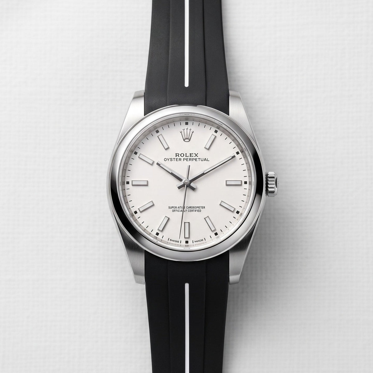 Kautschukarmband für Rolex Oyster Perpetual 39mm – LuxLine® - Schwarz/Weiss - Helvetus