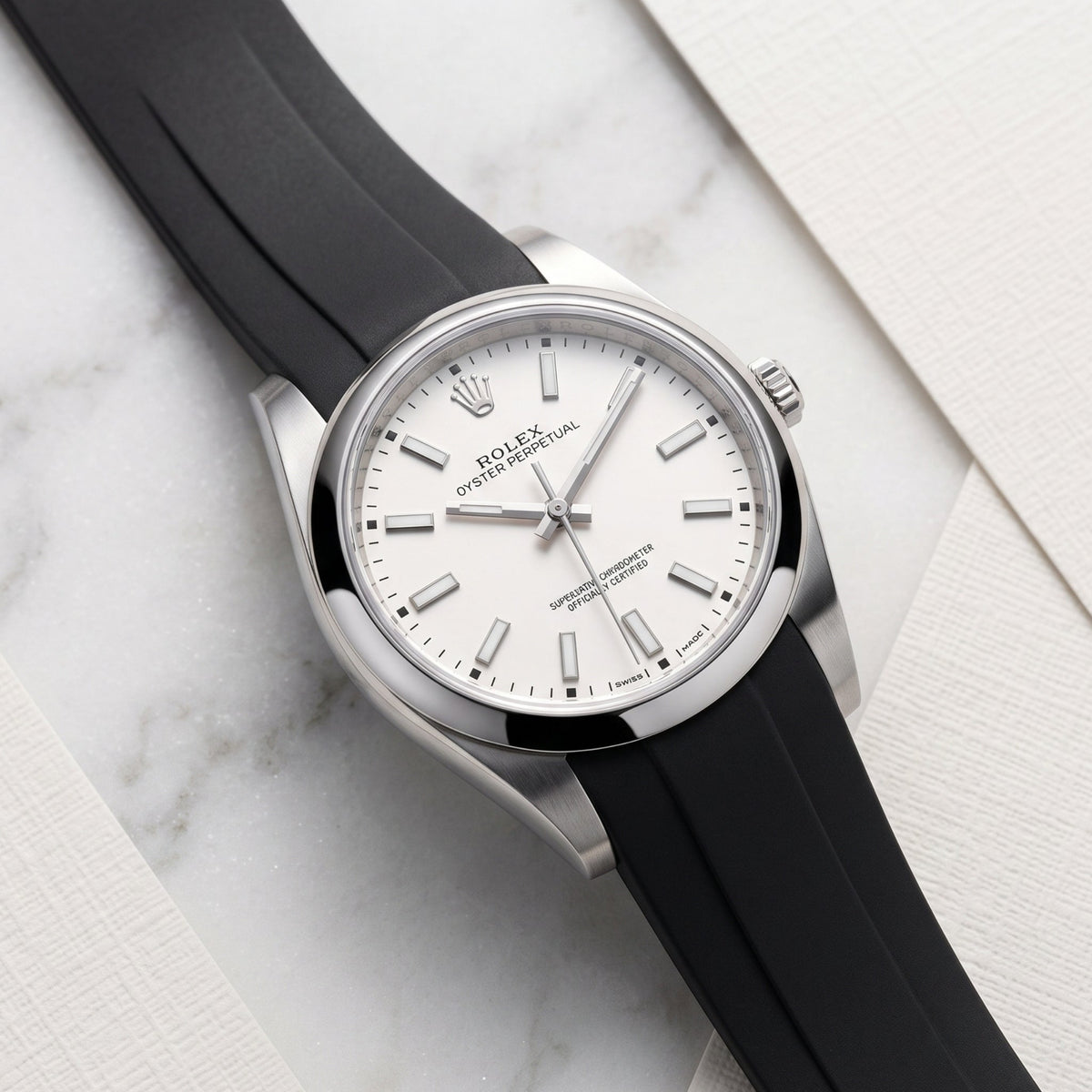 Kautschukarmband für Rolex Oyster Perpetual 39mm – Schwarz - Helvetus