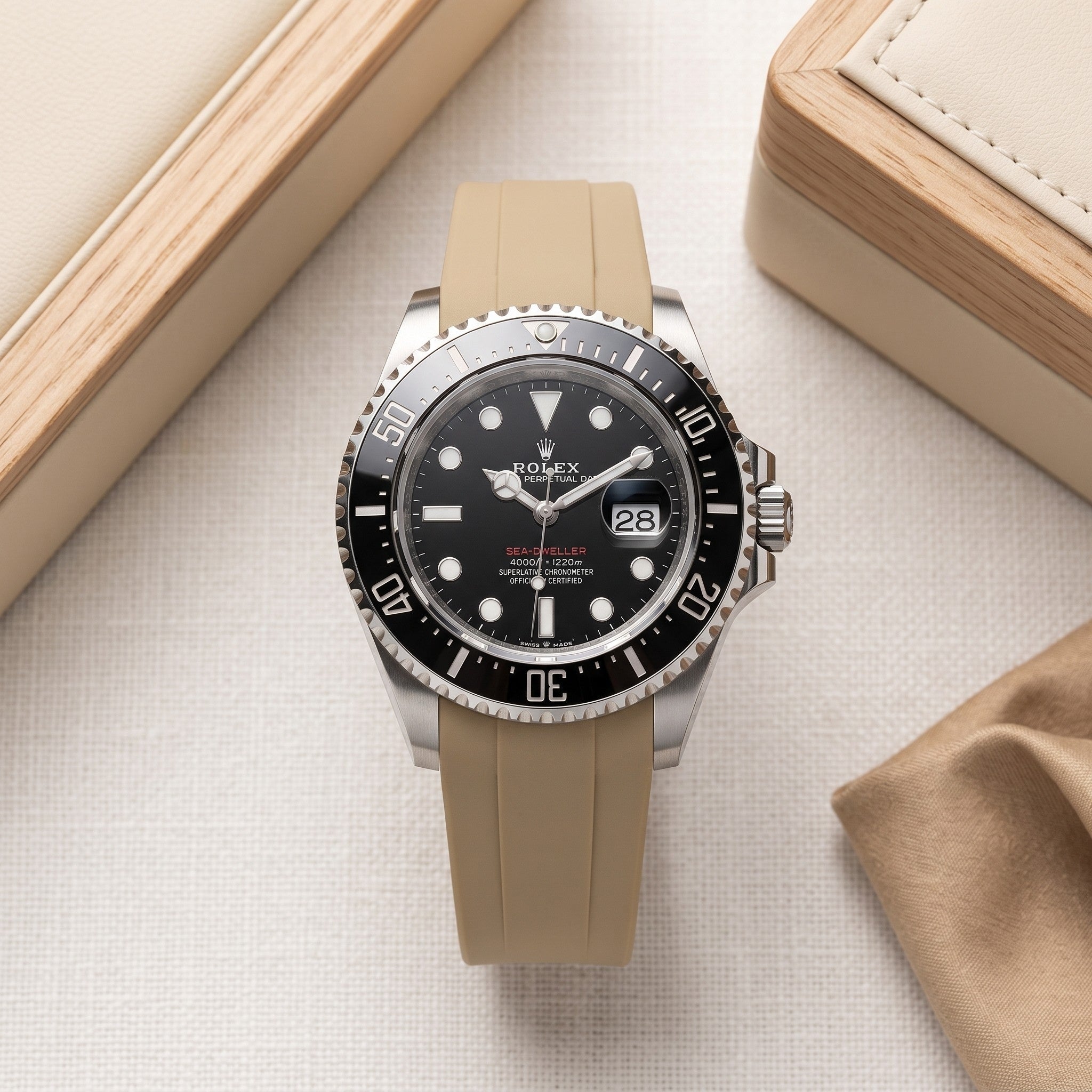 Kautschukarmband für Rolex Sea-Dweller – Beige - Helvetus