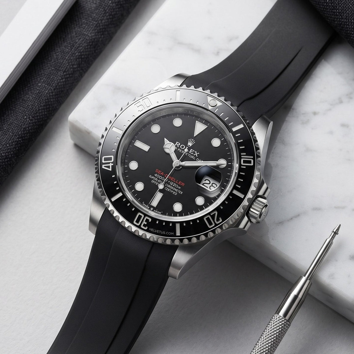 Kautschukarmband für Rolex Sea-Dweller – Schwarz - Helvetus