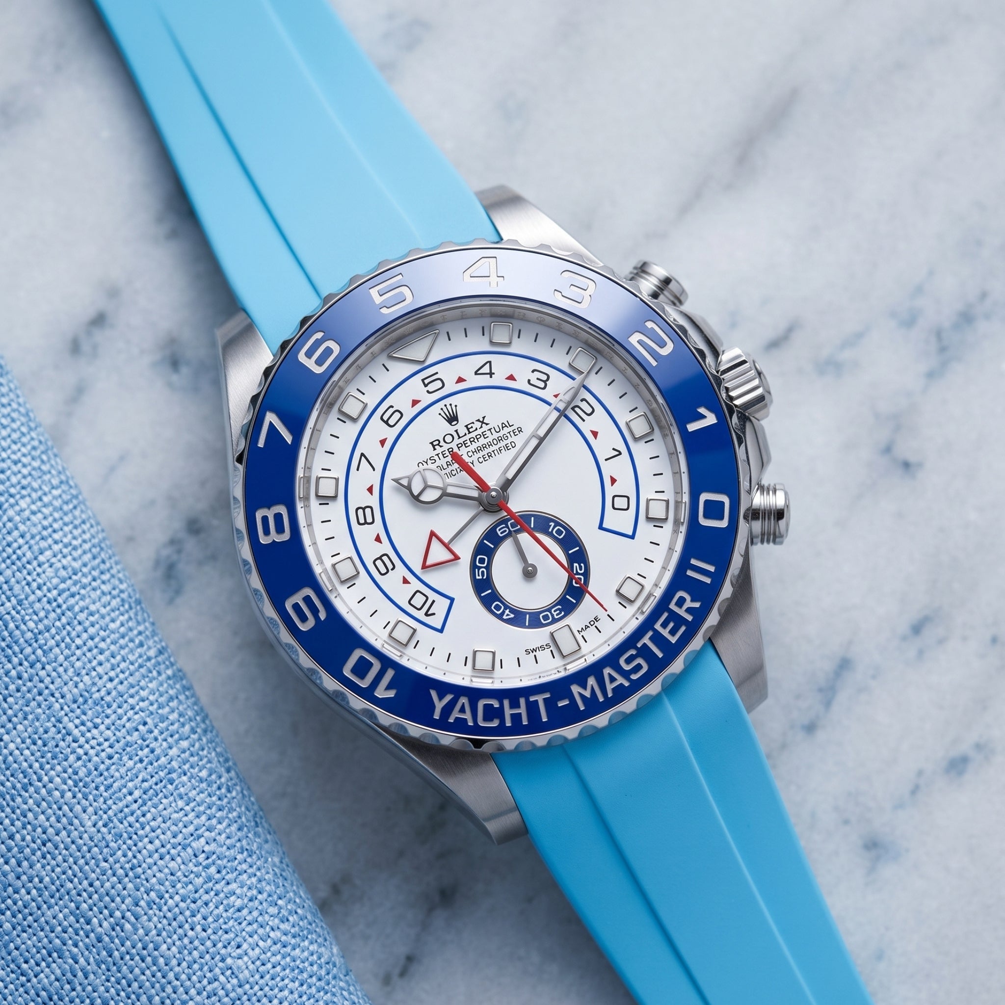 Kautschukarmband für Rolex Yacht-Master II 44mm - Hell Blau - Helvetus