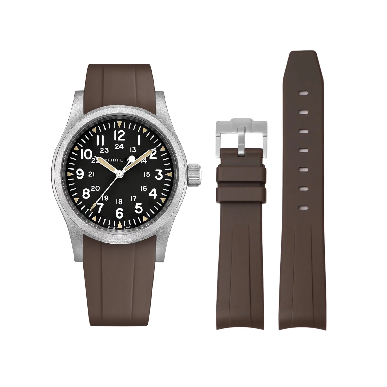 Kautschukarmband für Hamilton Khaki Field - Braun - Helvetus DE